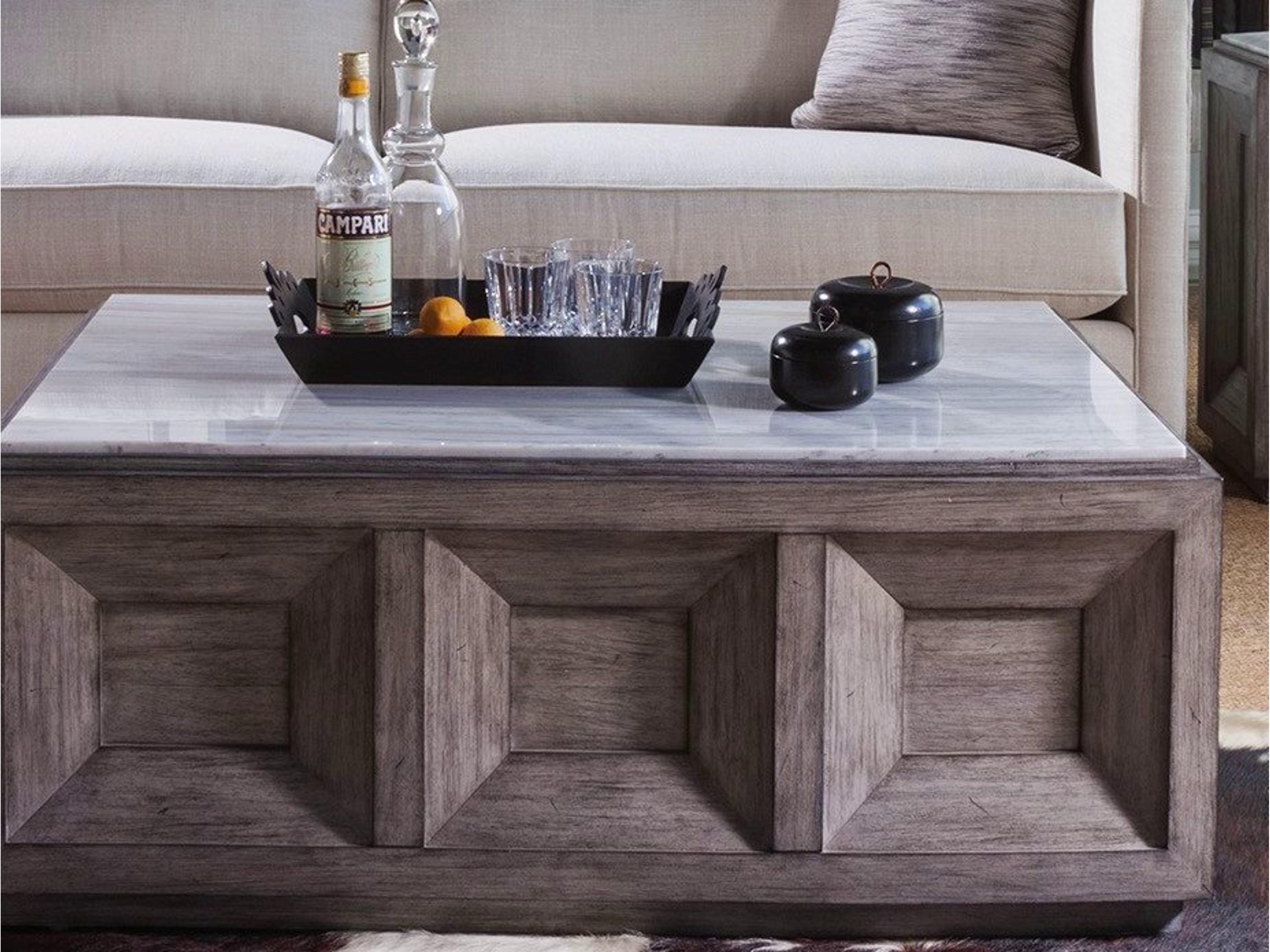 Artistica Dictum Rectangular Stone Silver White Gray Cocktail Table