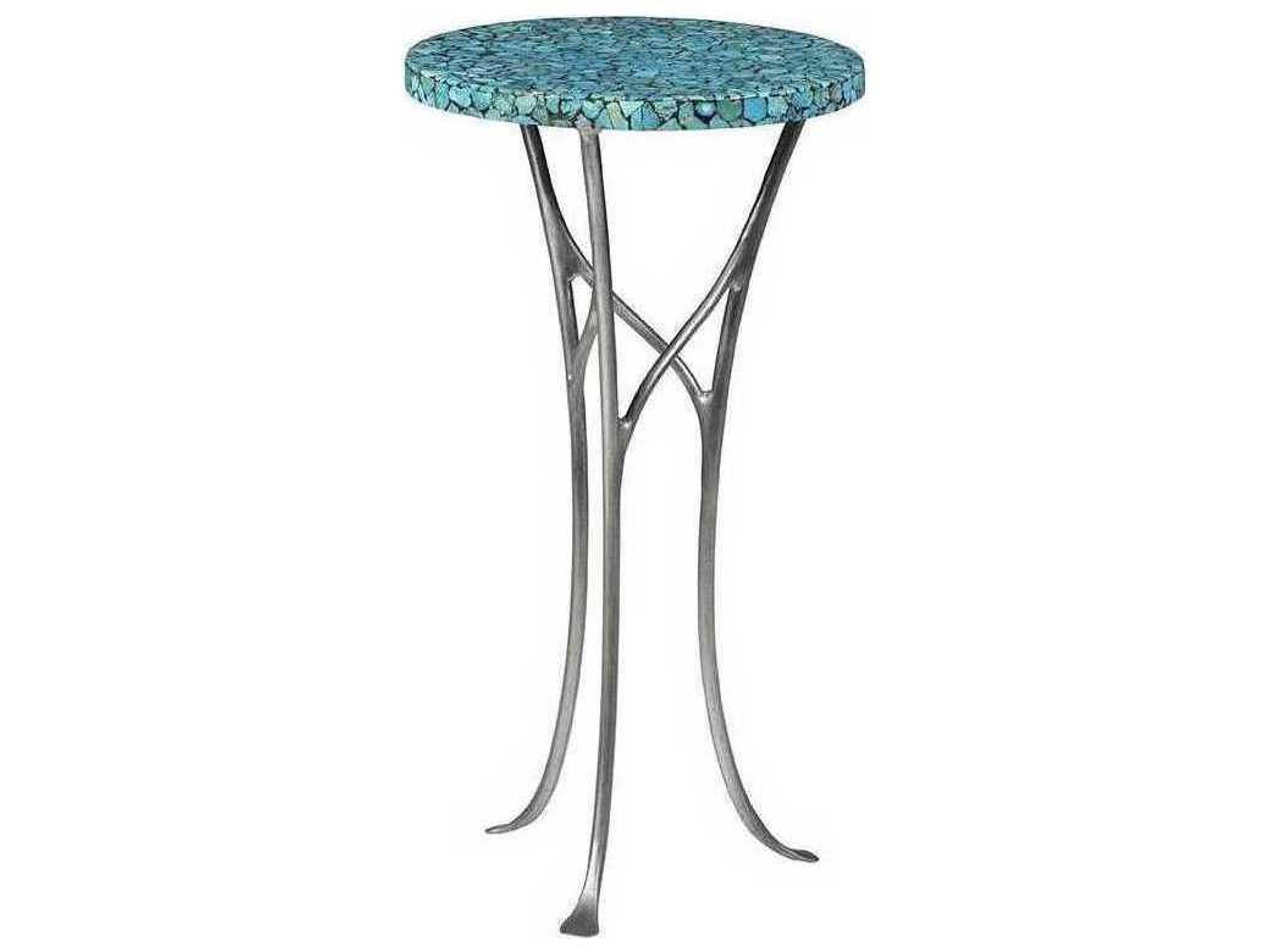 Artistica Isidora Round Turquoise Pewter End Table