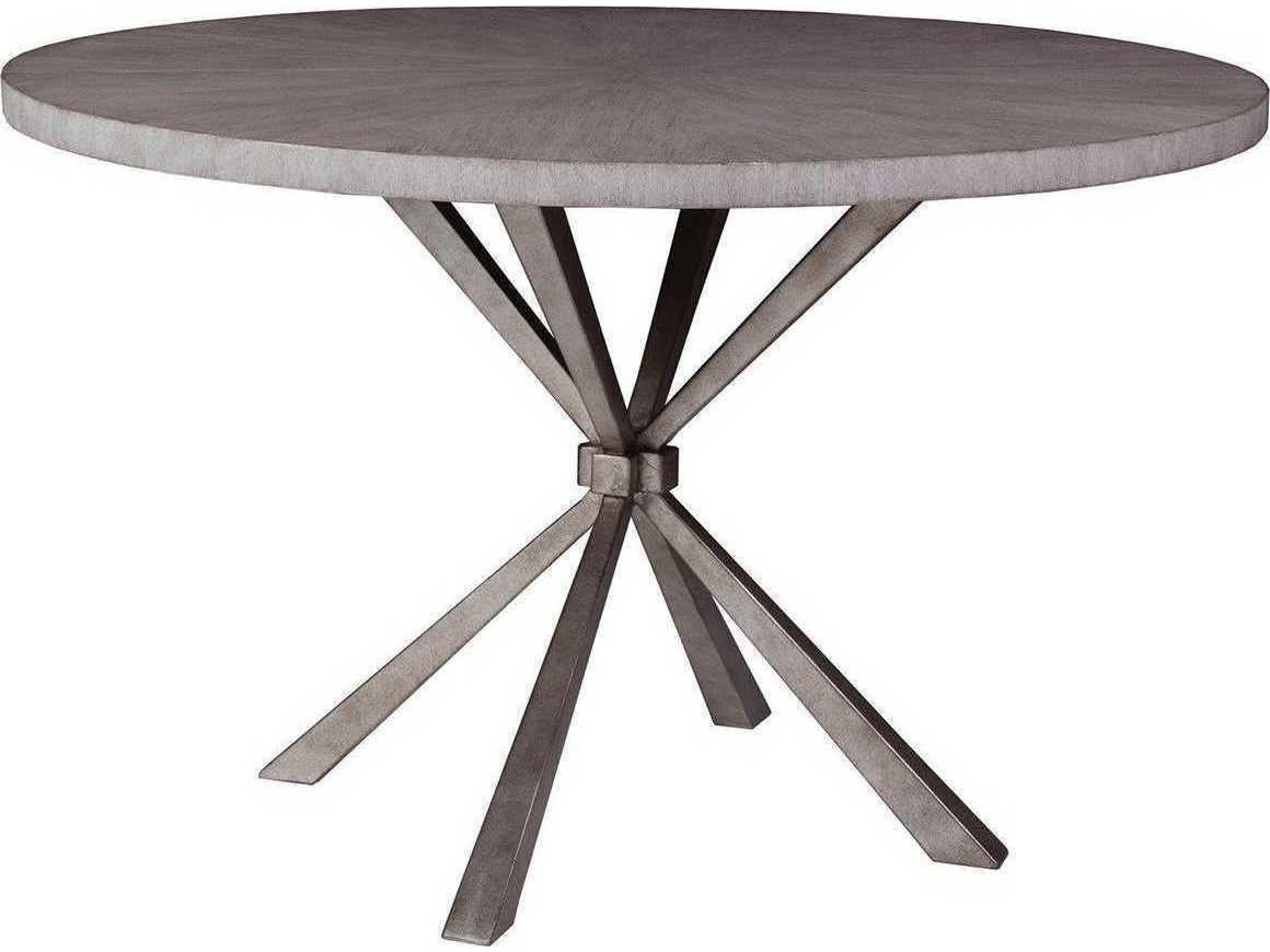 Iteration Round Wood Light Gray Silver Leaf Dining Table