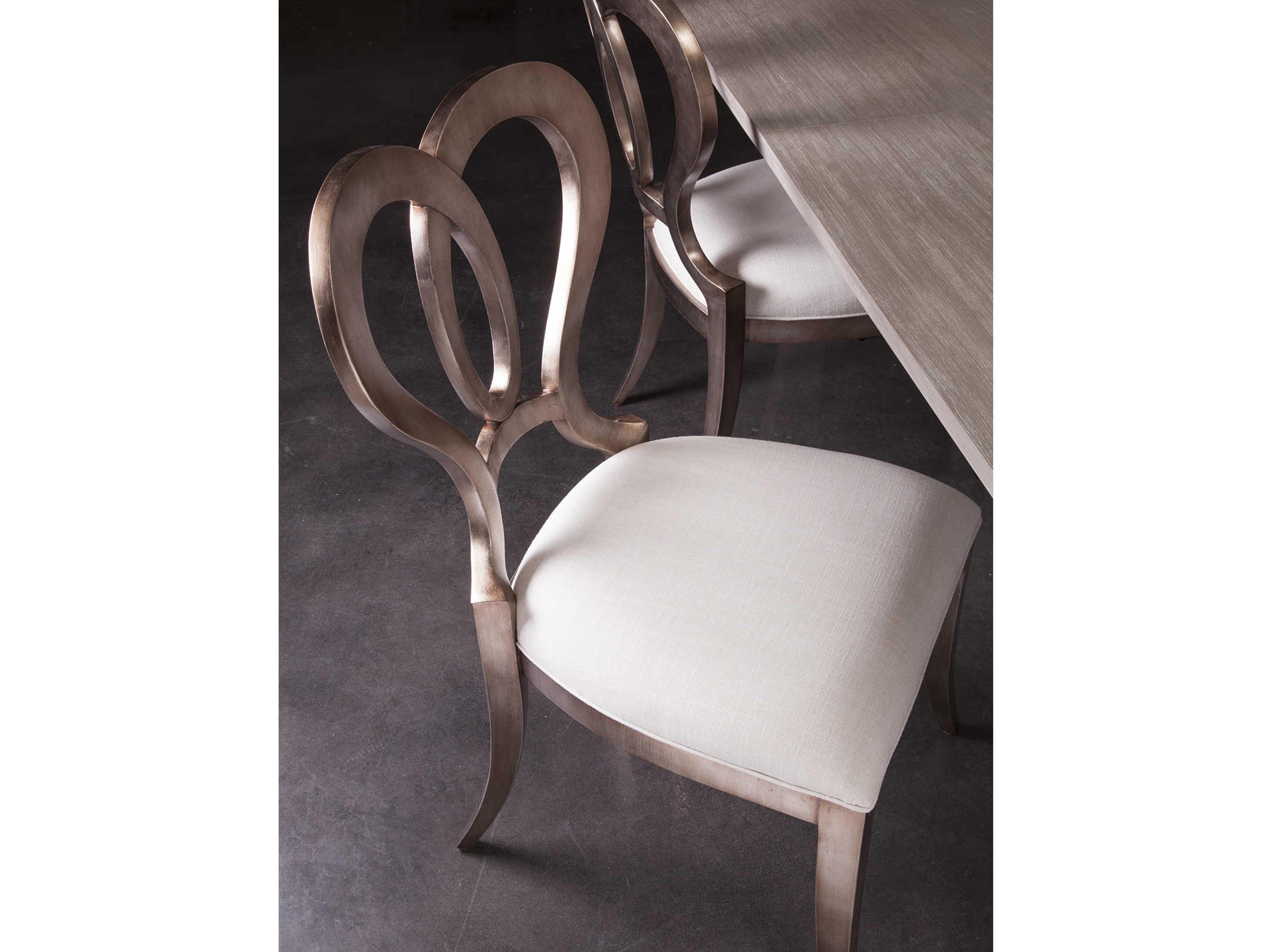 Artistica Melody Mahogany Wood Silver Upholstered Side Dining Chair