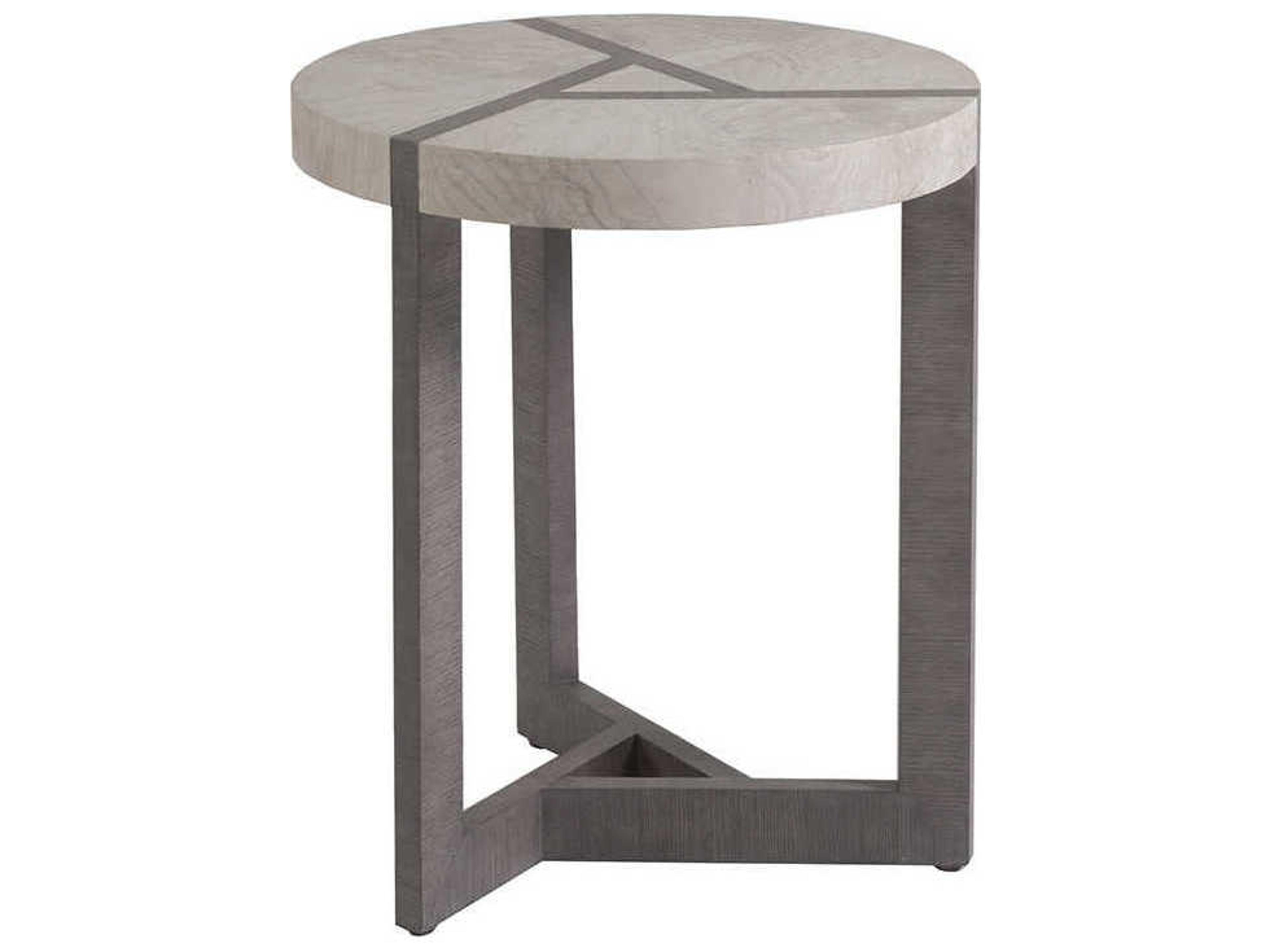 Mercury Round Wood Bleached Olive Ash Burl With Oak End Table