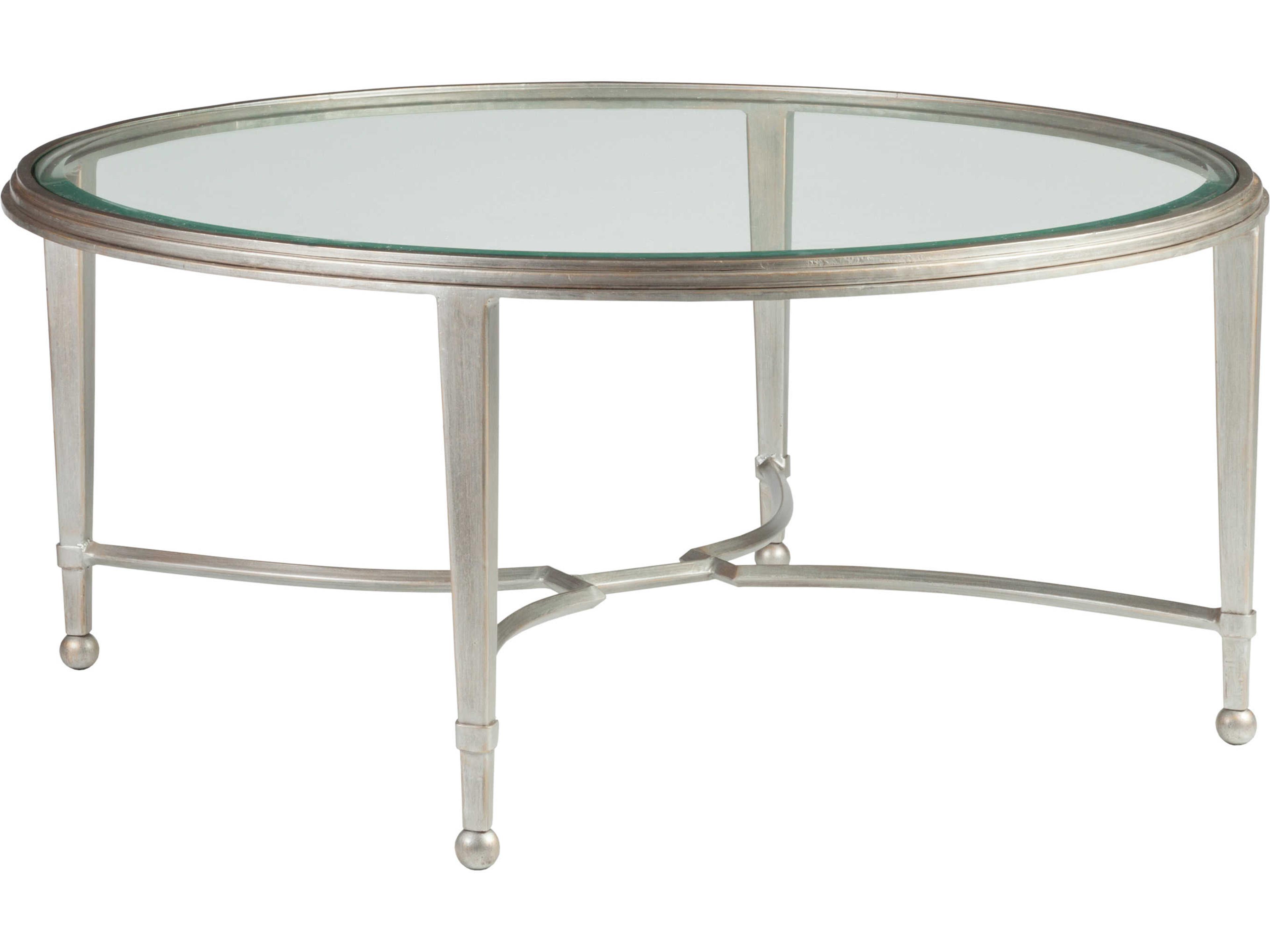 Metal Designs Sangiovese Round Glass Argento Cocktail Table