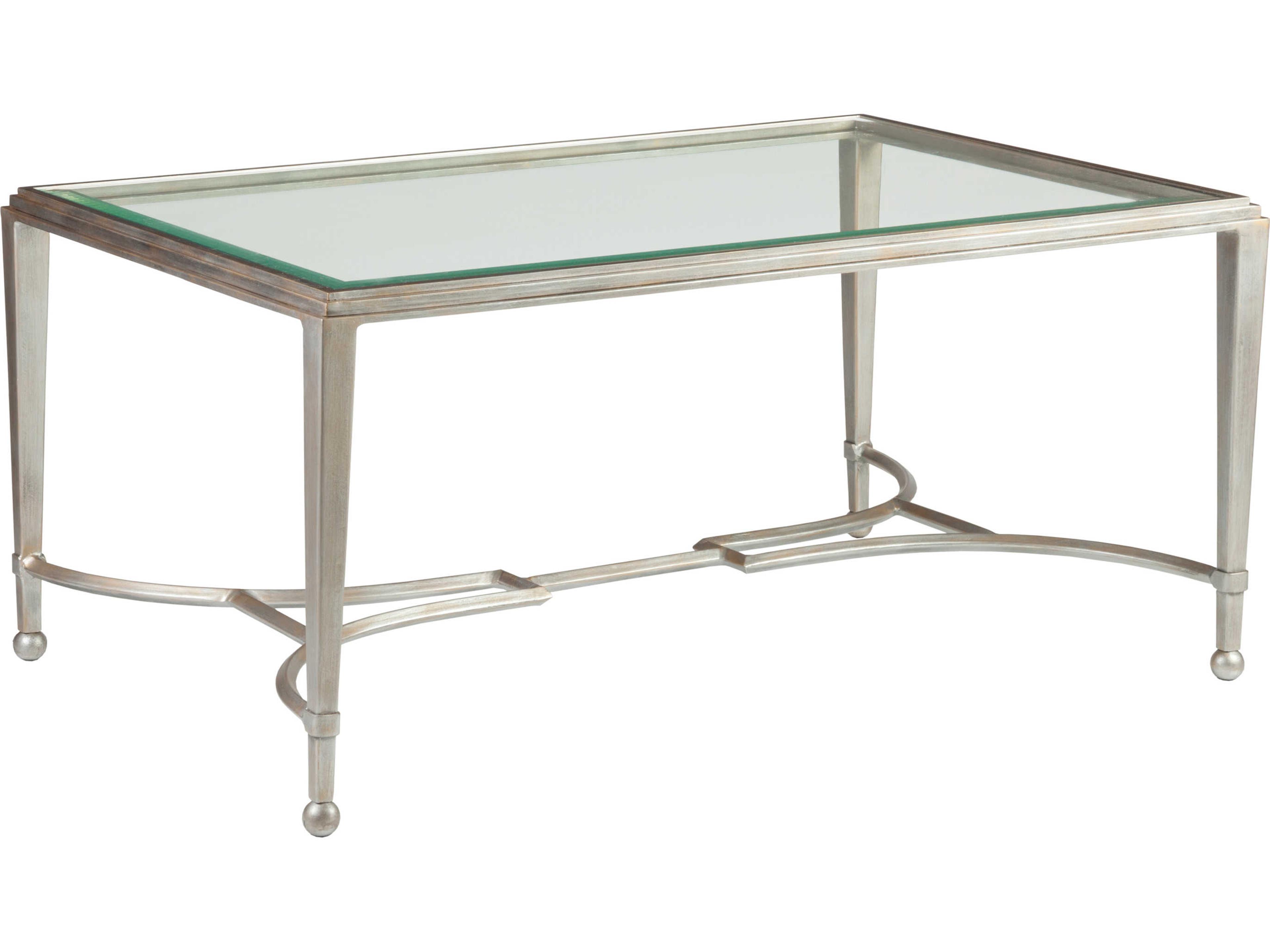 Metal Designs Sangiovese Rectangular Glass Argento Cocktail Table