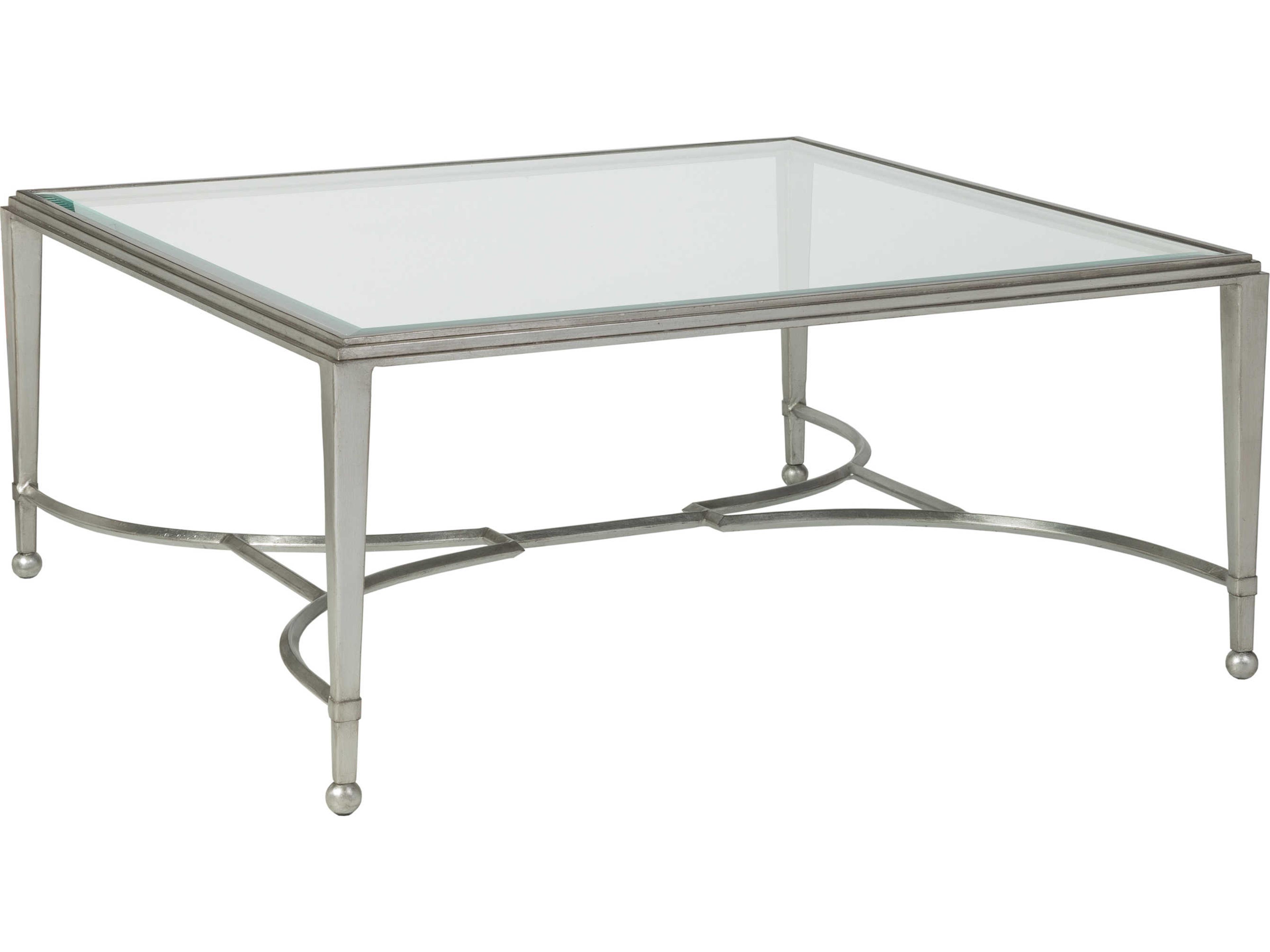 Artistica Metal Designs Sangiovese Square Glass Antique Silver Leaf Cocktail Table