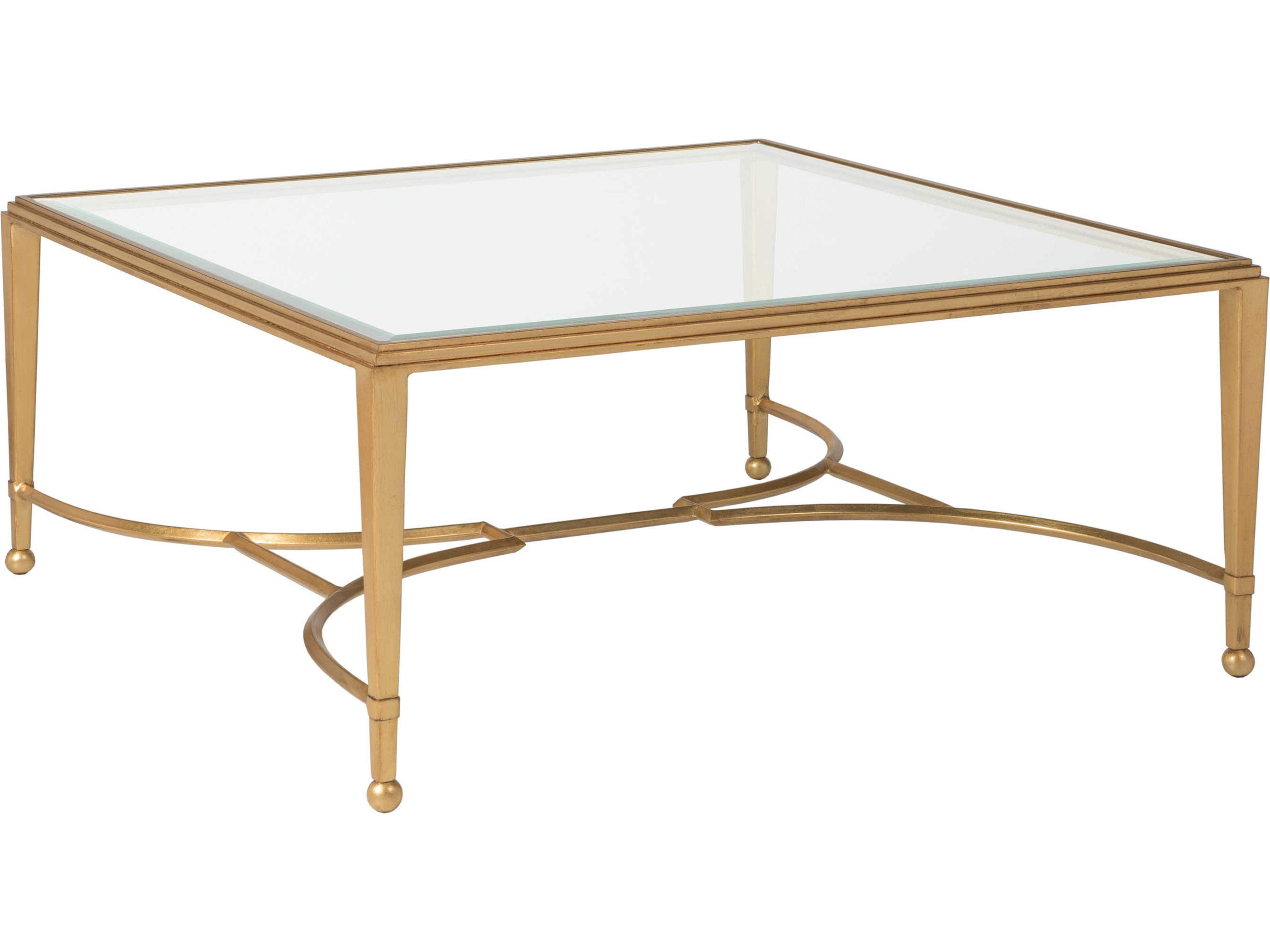 Artistica Metal Designs Sangiovese Square Glass Antique Gold Leaf Cocktail Table