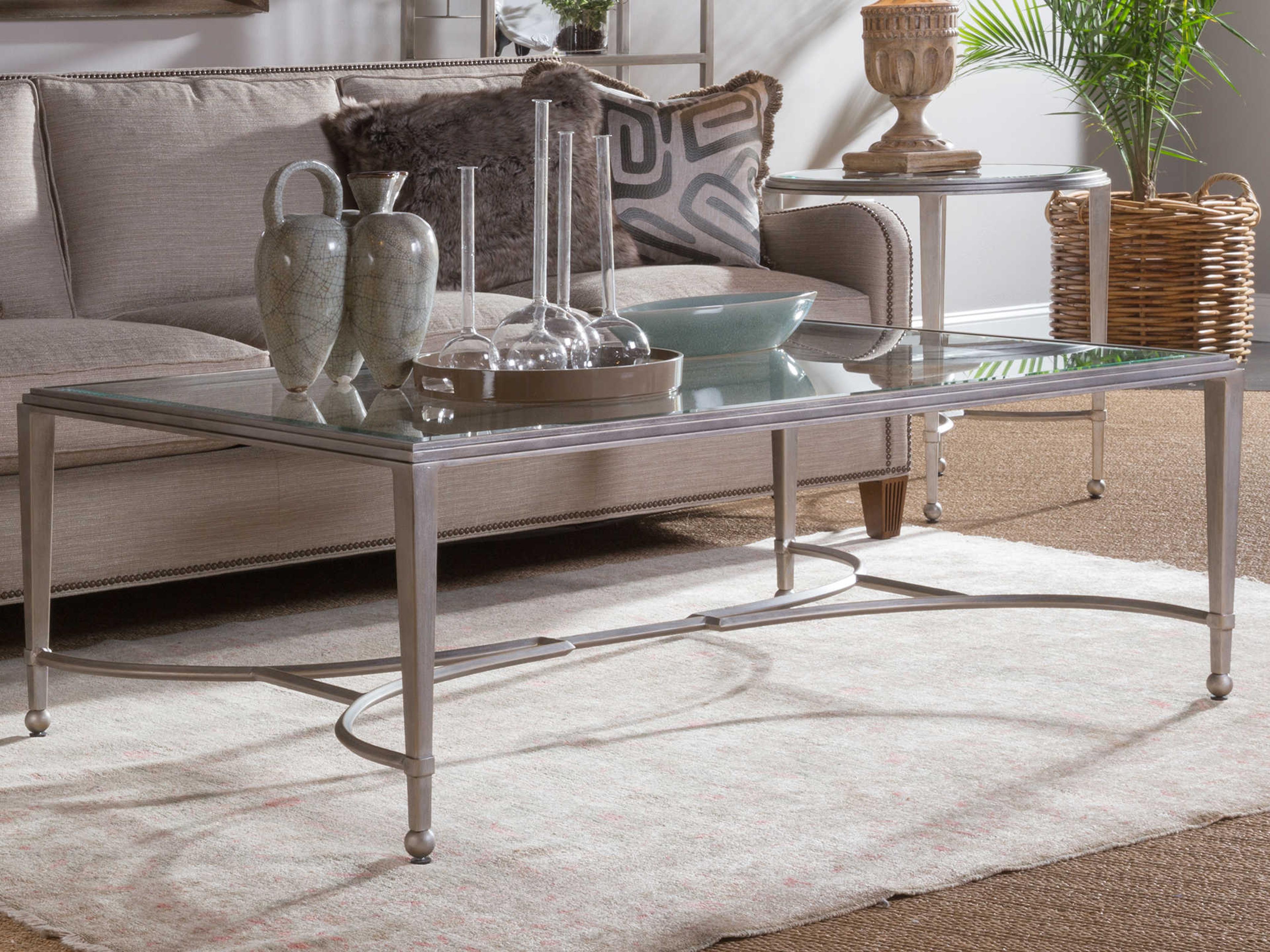 Artistica Metal Designs Sangiovese Rectangular Glass Argento Cocktail Table