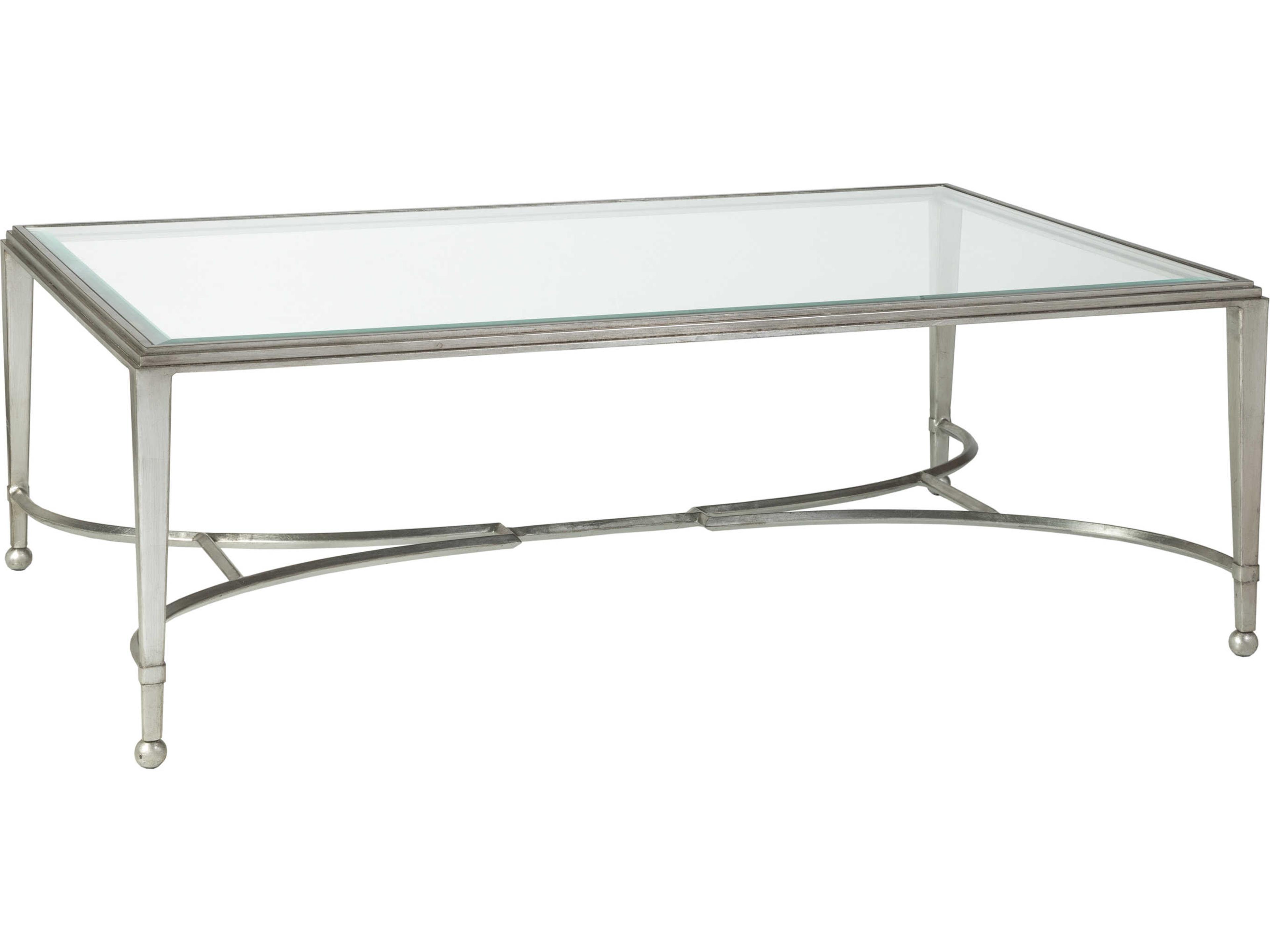 Metal Designs Sangiovese Rectangular Glass Antique Silver Leaf Cocktail Table
