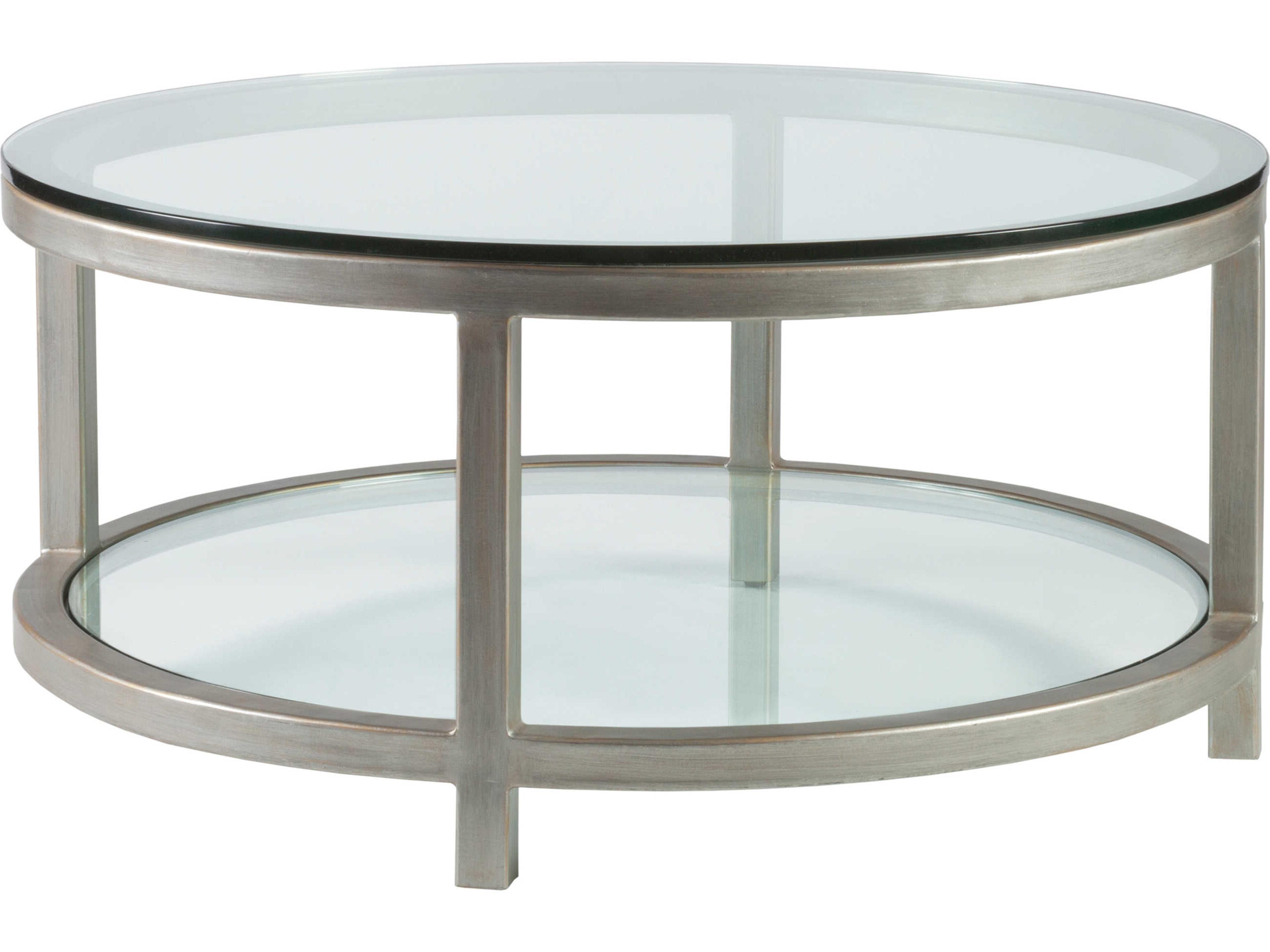 Home Per Se Round Cocktail Table in Argento with Glass Top