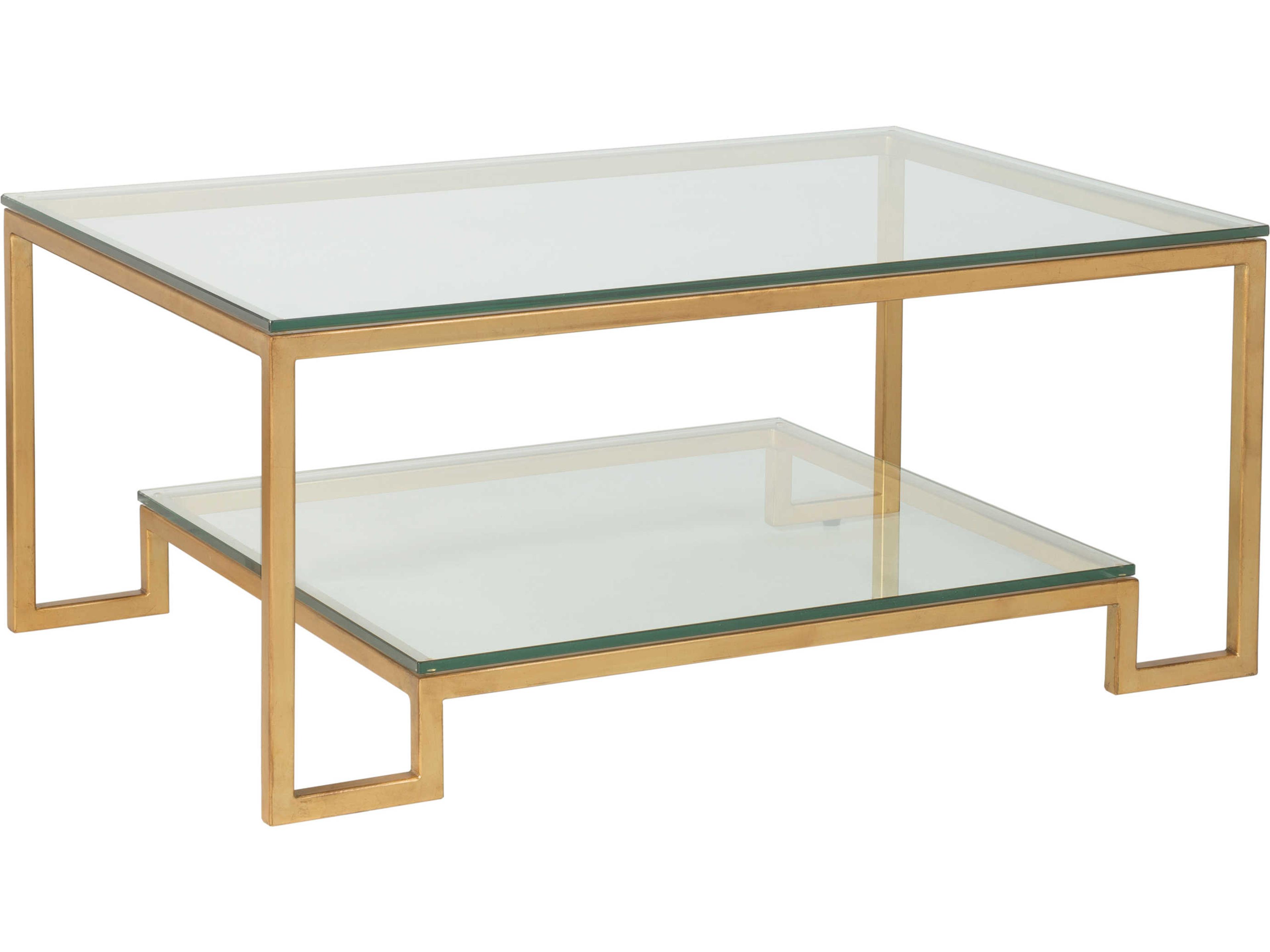 Metal Designs Bonaire Rectangular Glass Antique Gold Leaf Cocktail Table