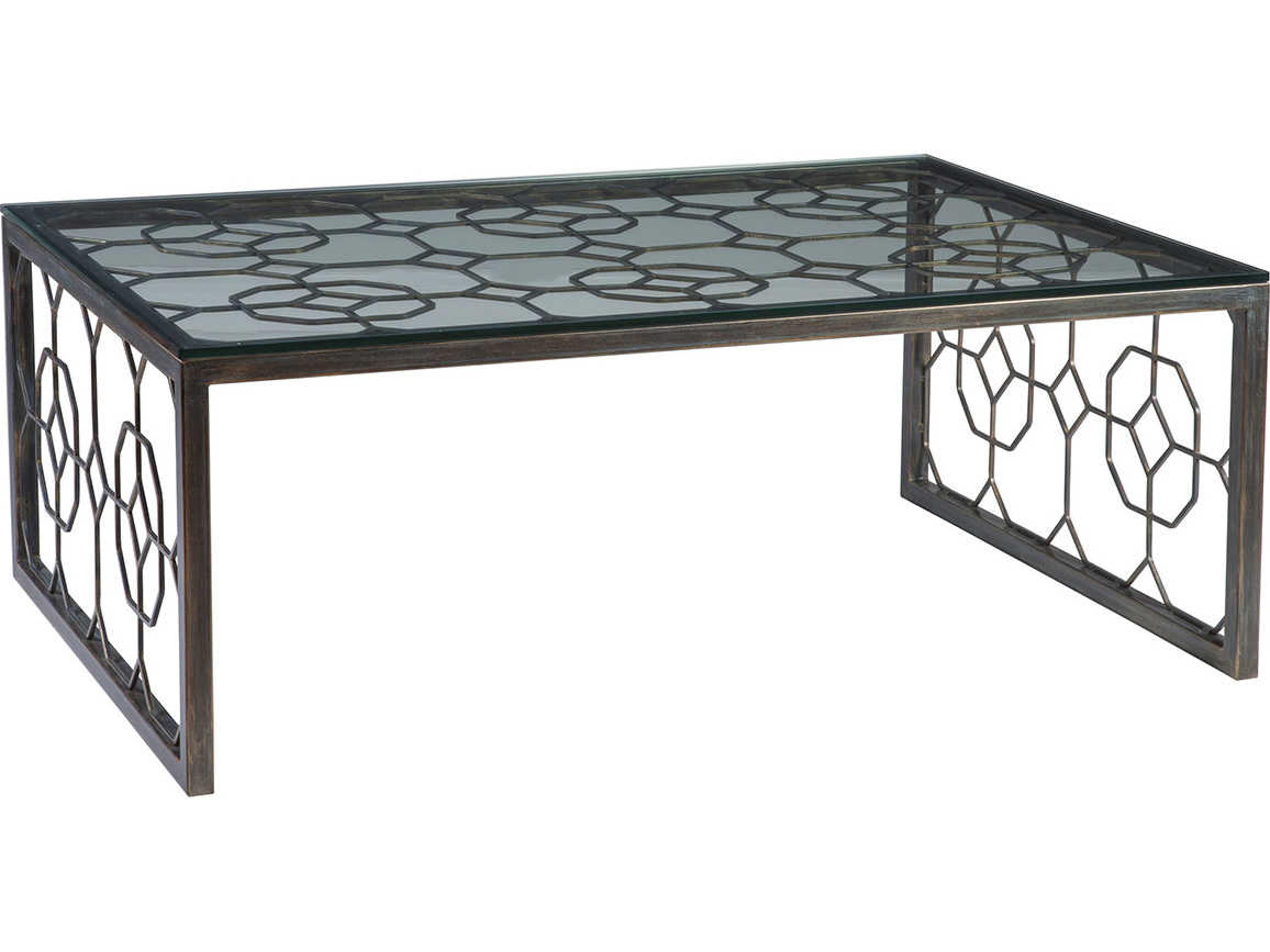 Metal Designs Honeycomb Rectangular Glass Cocktail Table