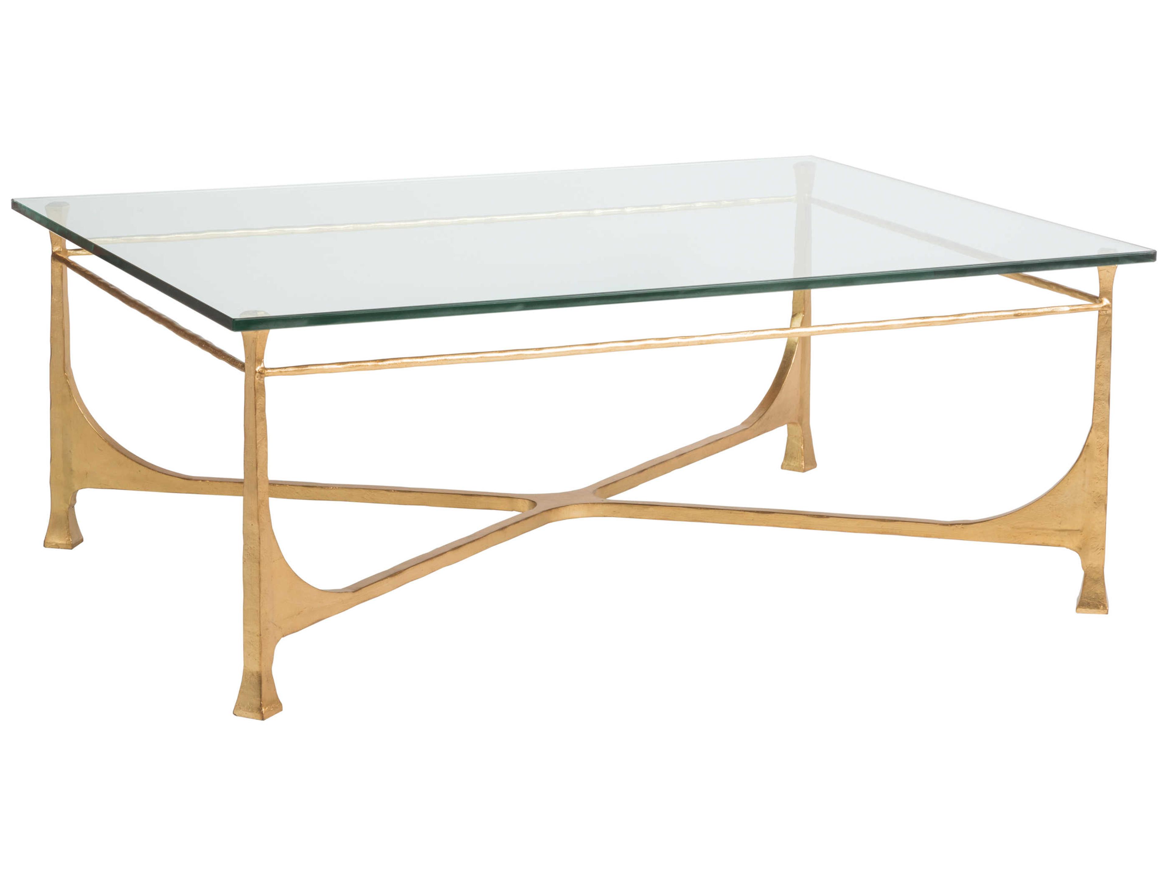 Metal Designs Bruno Rectangular Glass Gold Leaf Cocktail Table