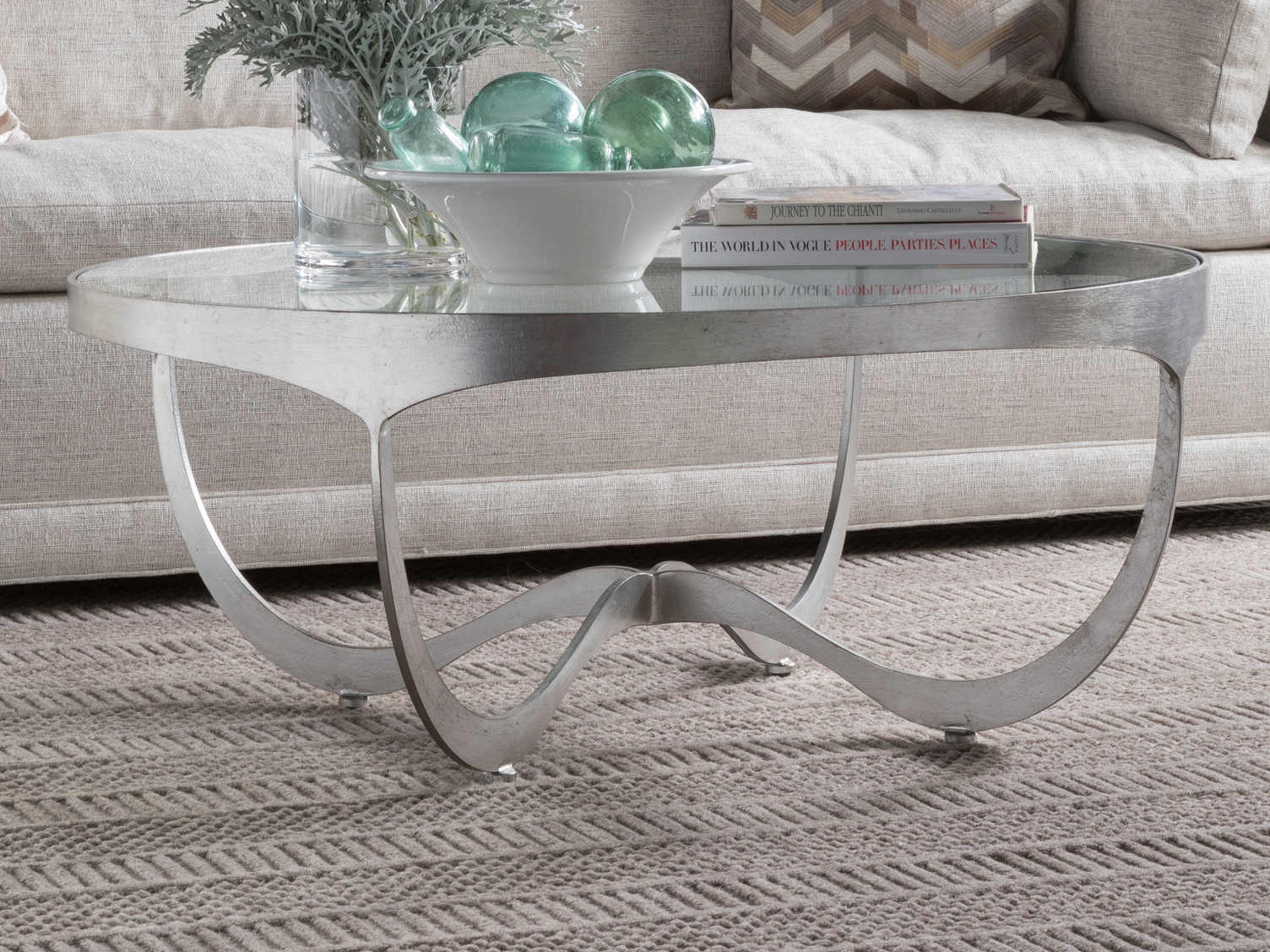 Artistica Metal Designs Sophie Round Glass Silver Leaf Cocktail Table