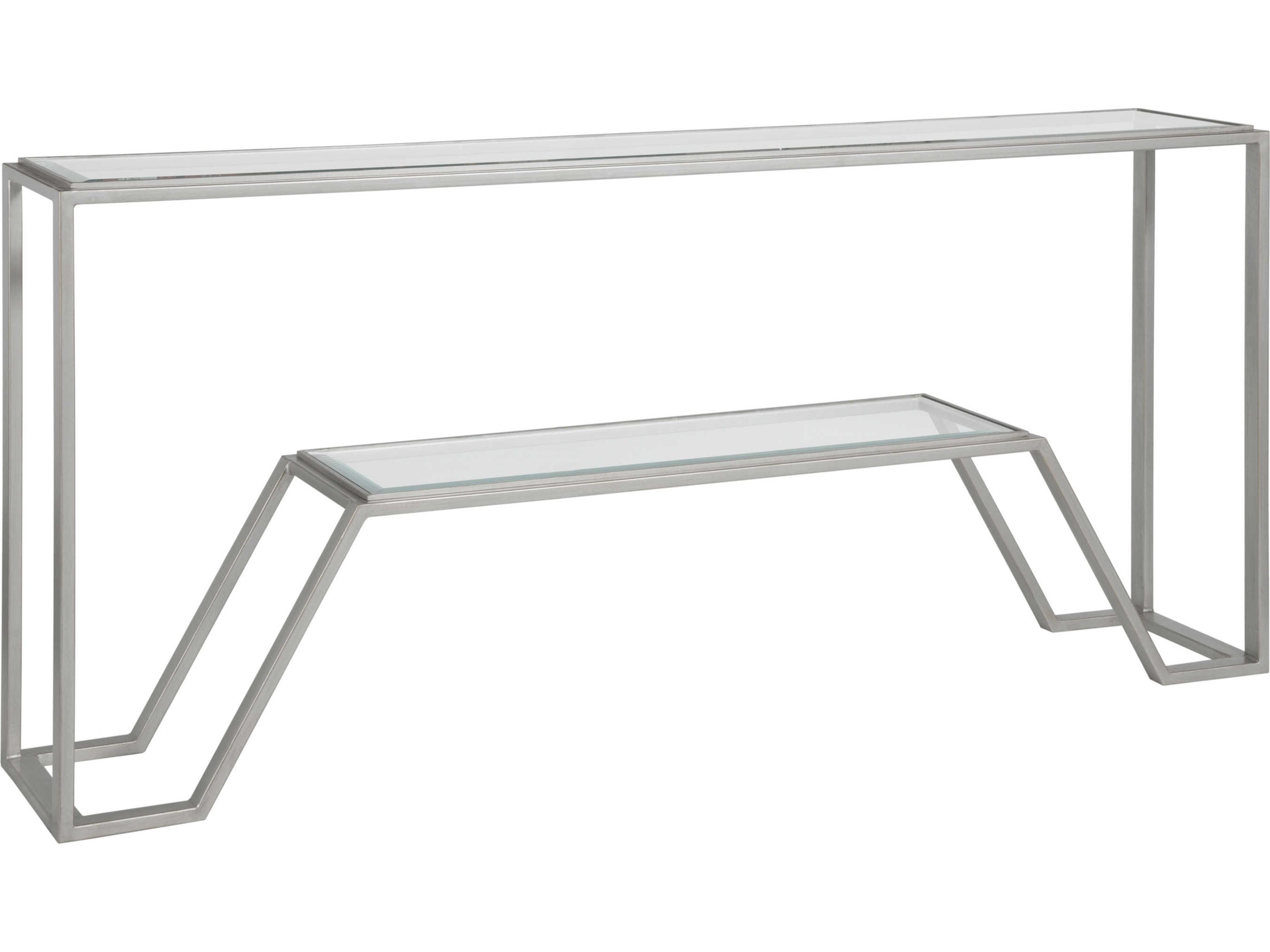 Artistica Metal Designs Byron Rectangular Glass Argento Console Table