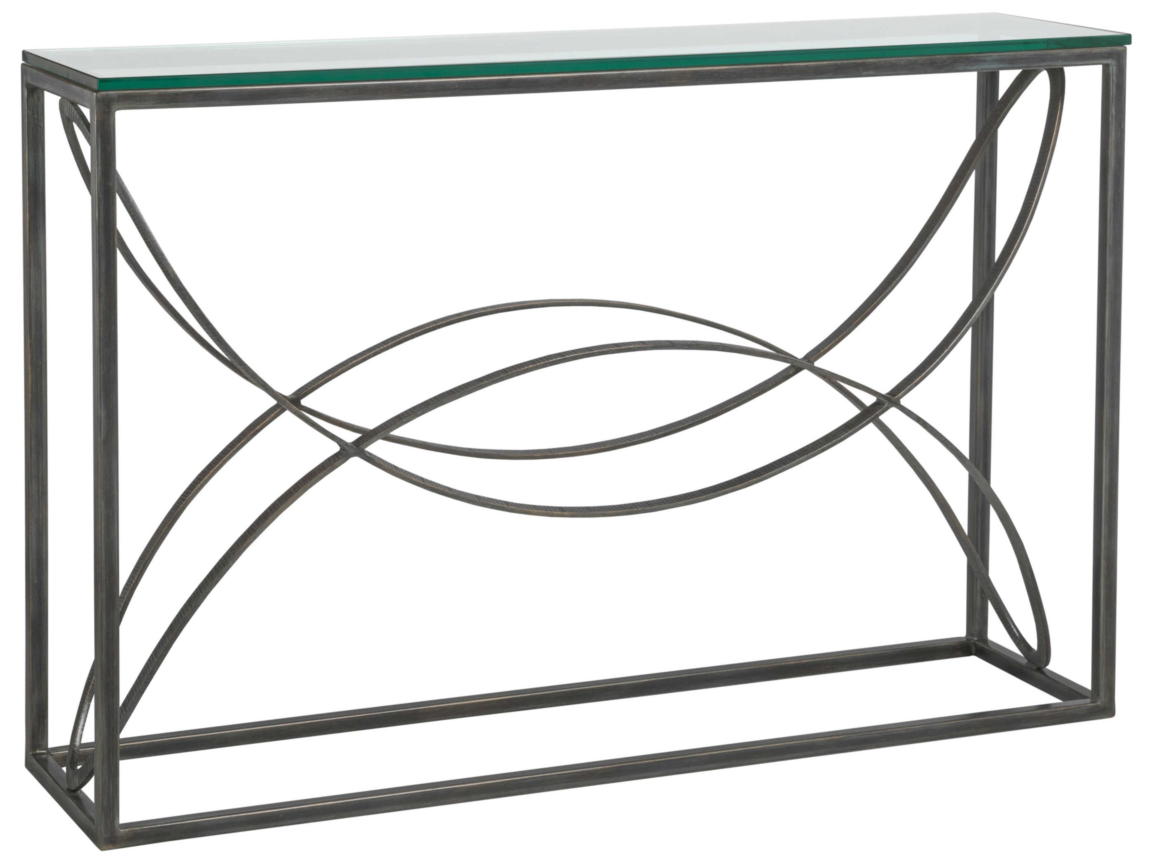 Metal Designs Ellipse Rectangular Glass Console Table