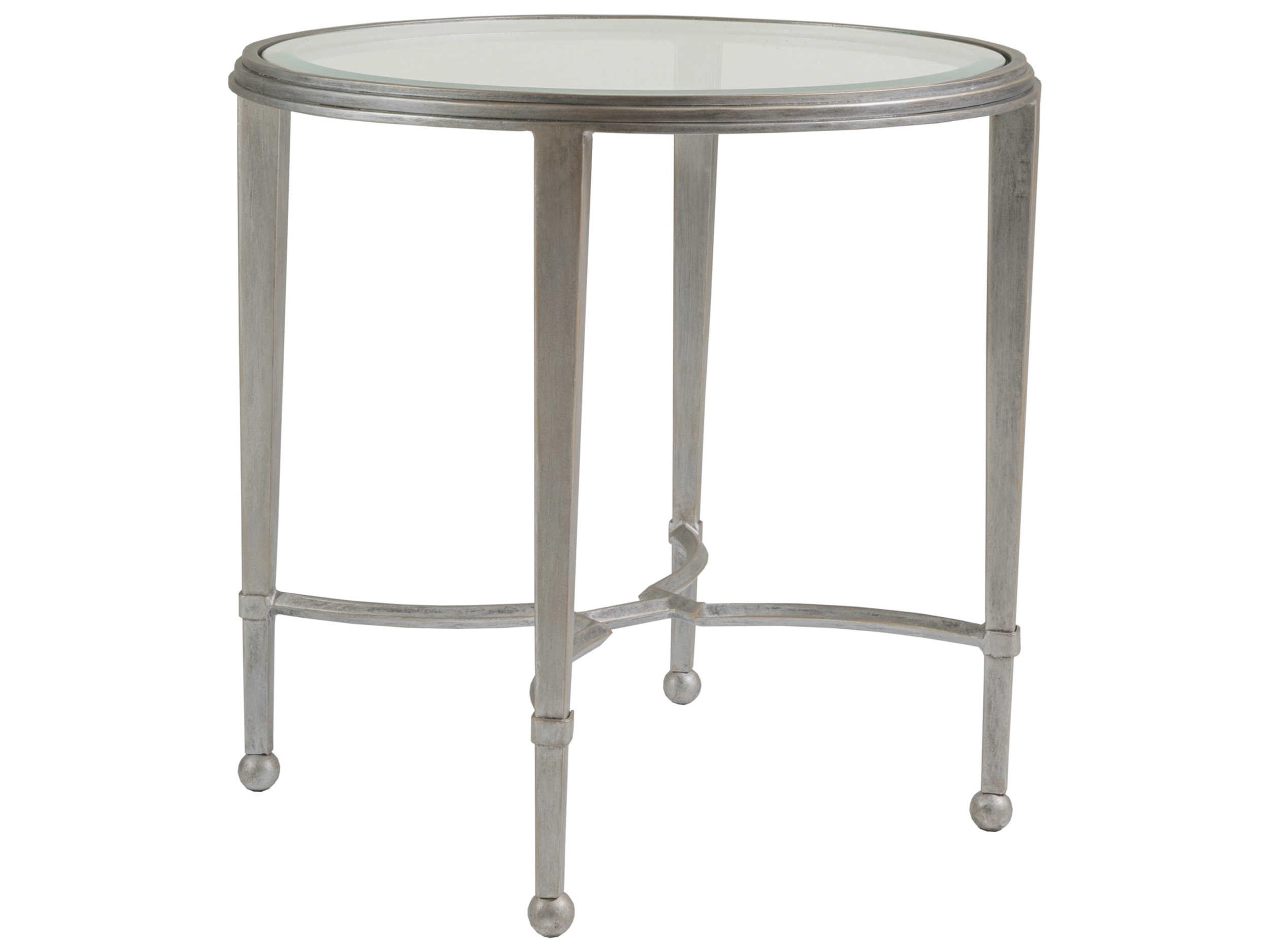 Artistica Metal Designs Sangiovese Round Glass Argento End Table
