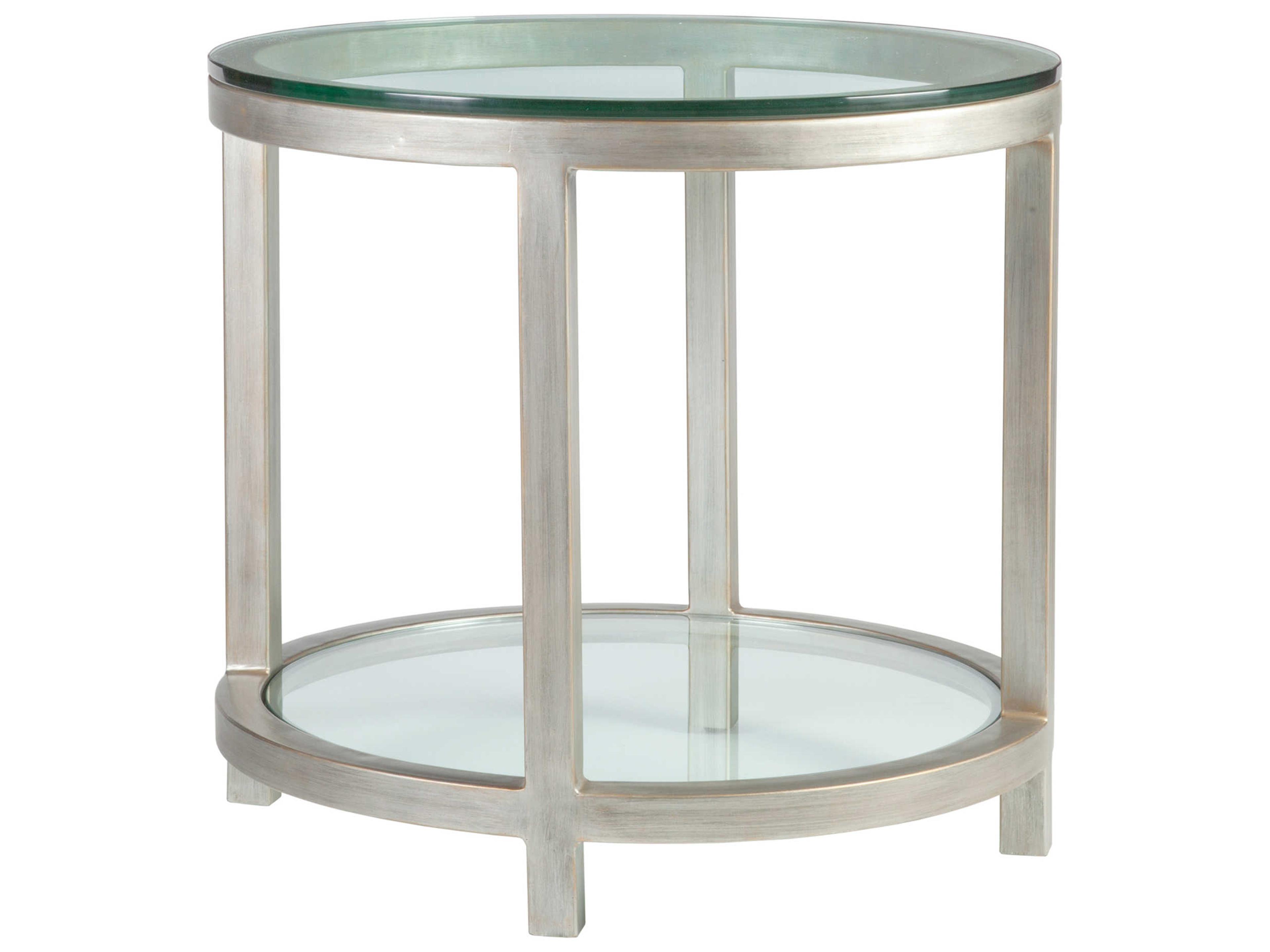 Artistica Metal Designs Per Se Round Glass Argento End Table