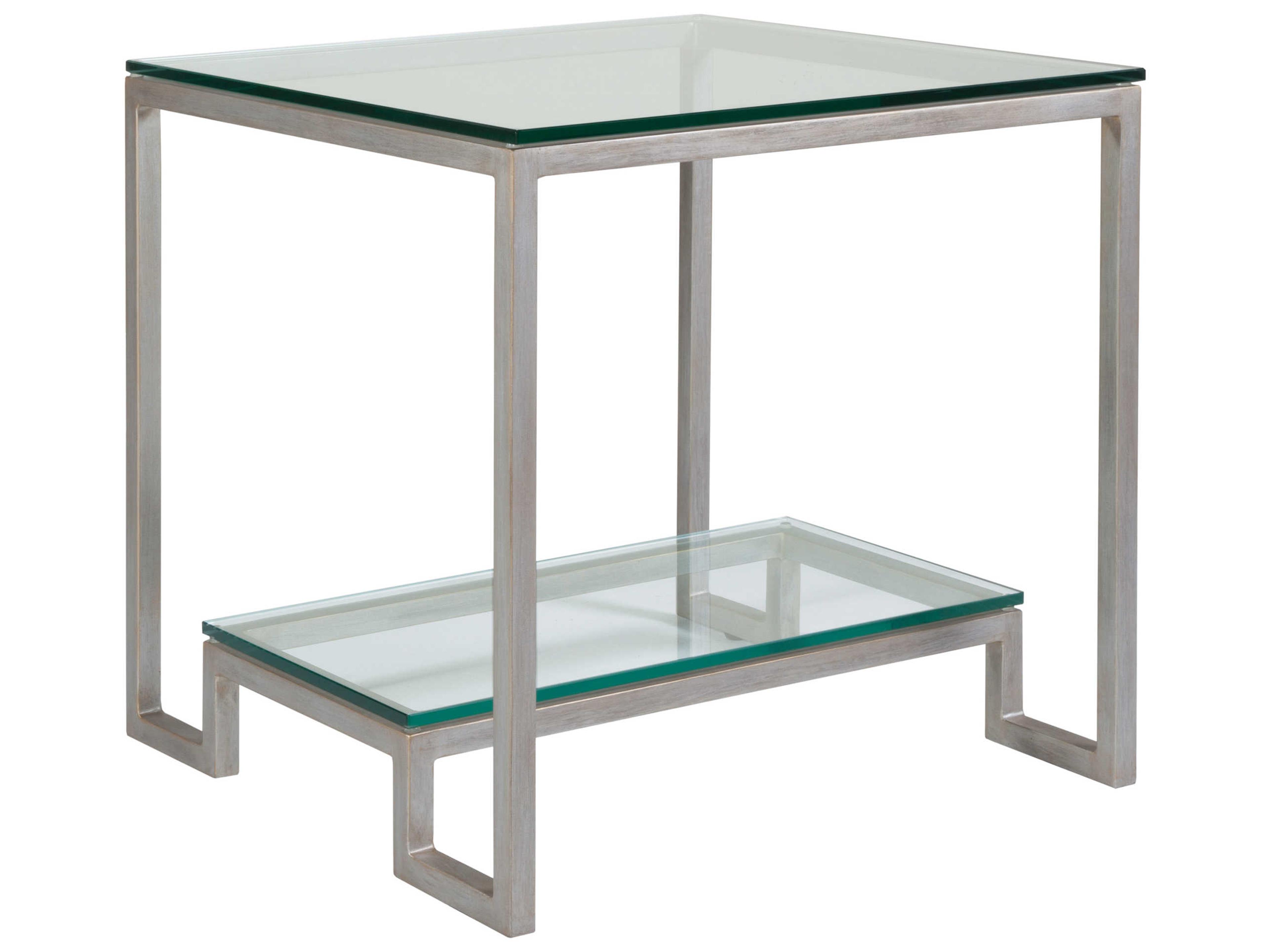 Metal Designs Bonaire Square Glass Argento End Table