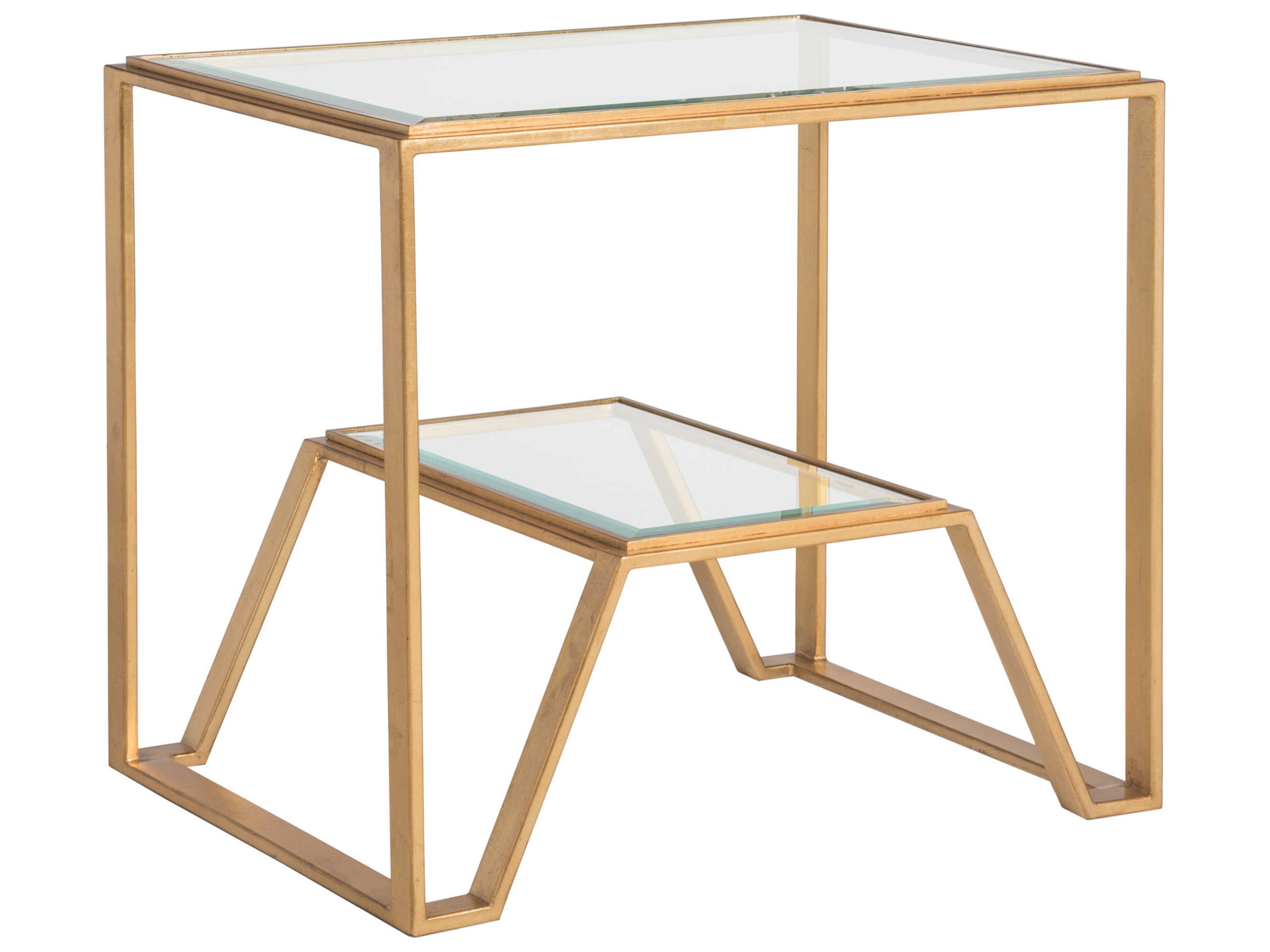 Artistica Metal Designs Byron Square Glass Gold Leaf End Table
