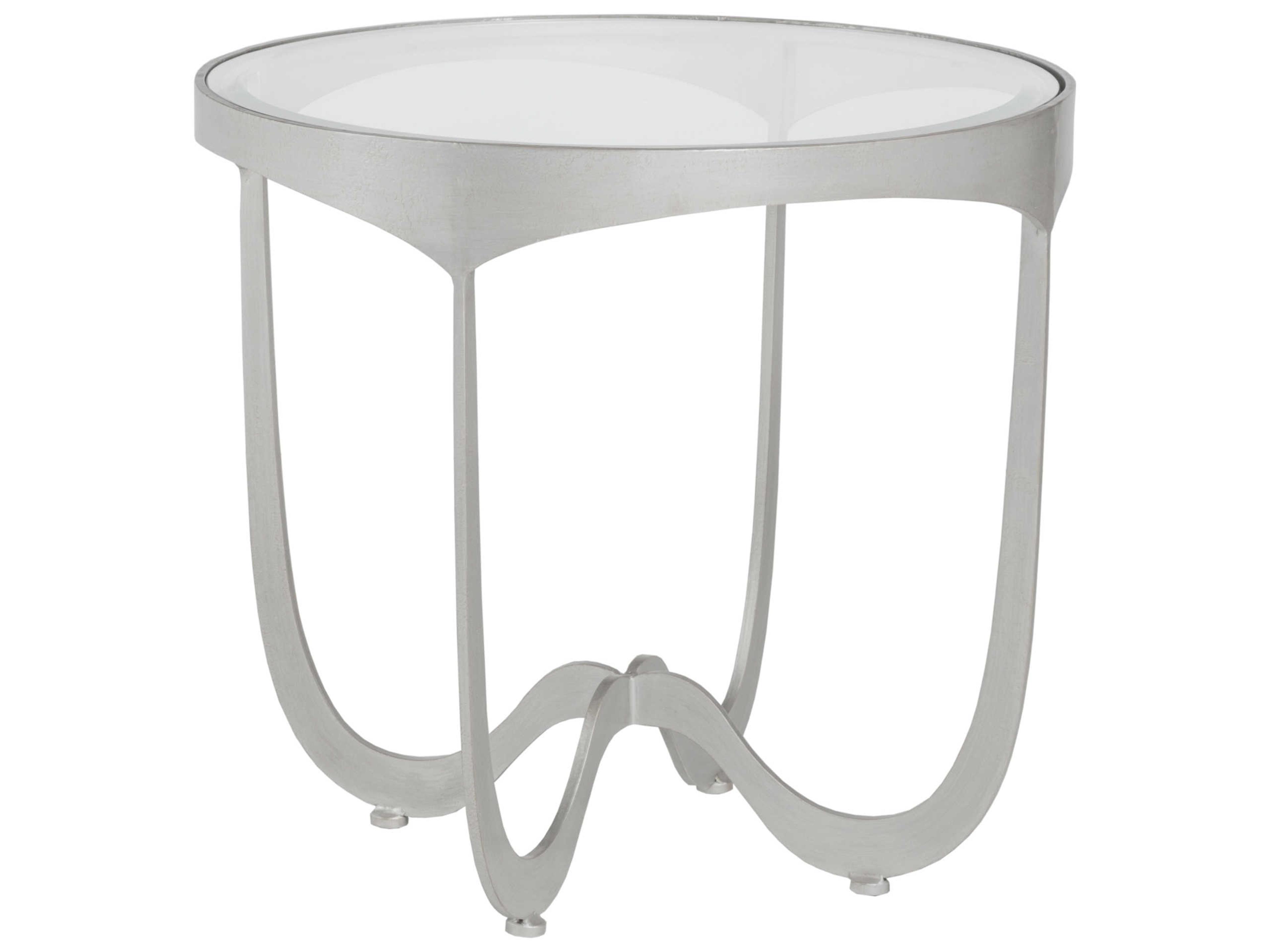 Artistica Metal Designs Sophie Round Glass Argento End Table