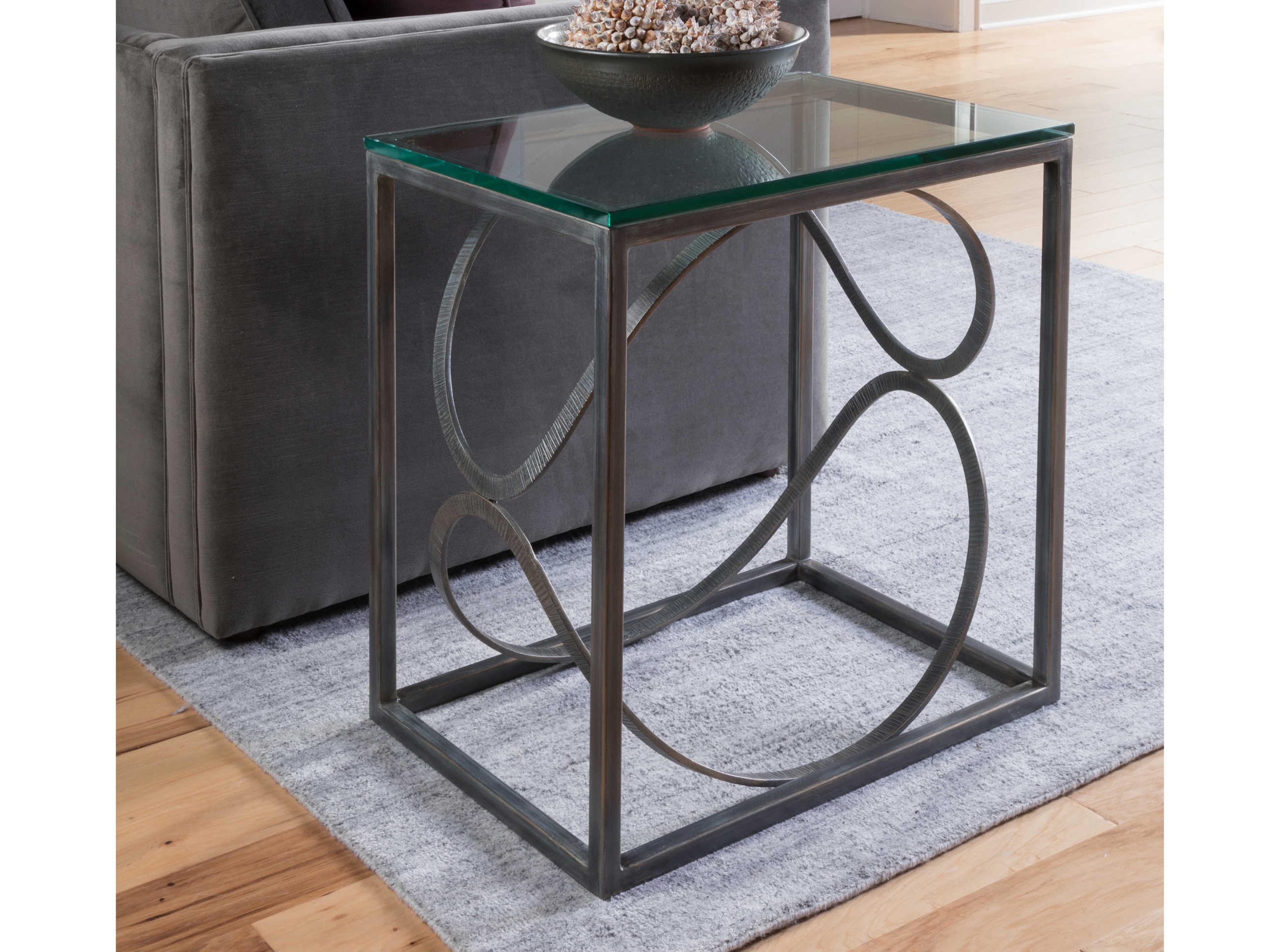 Artistica Metal Designs Ellipse Rectangular Glass End Table