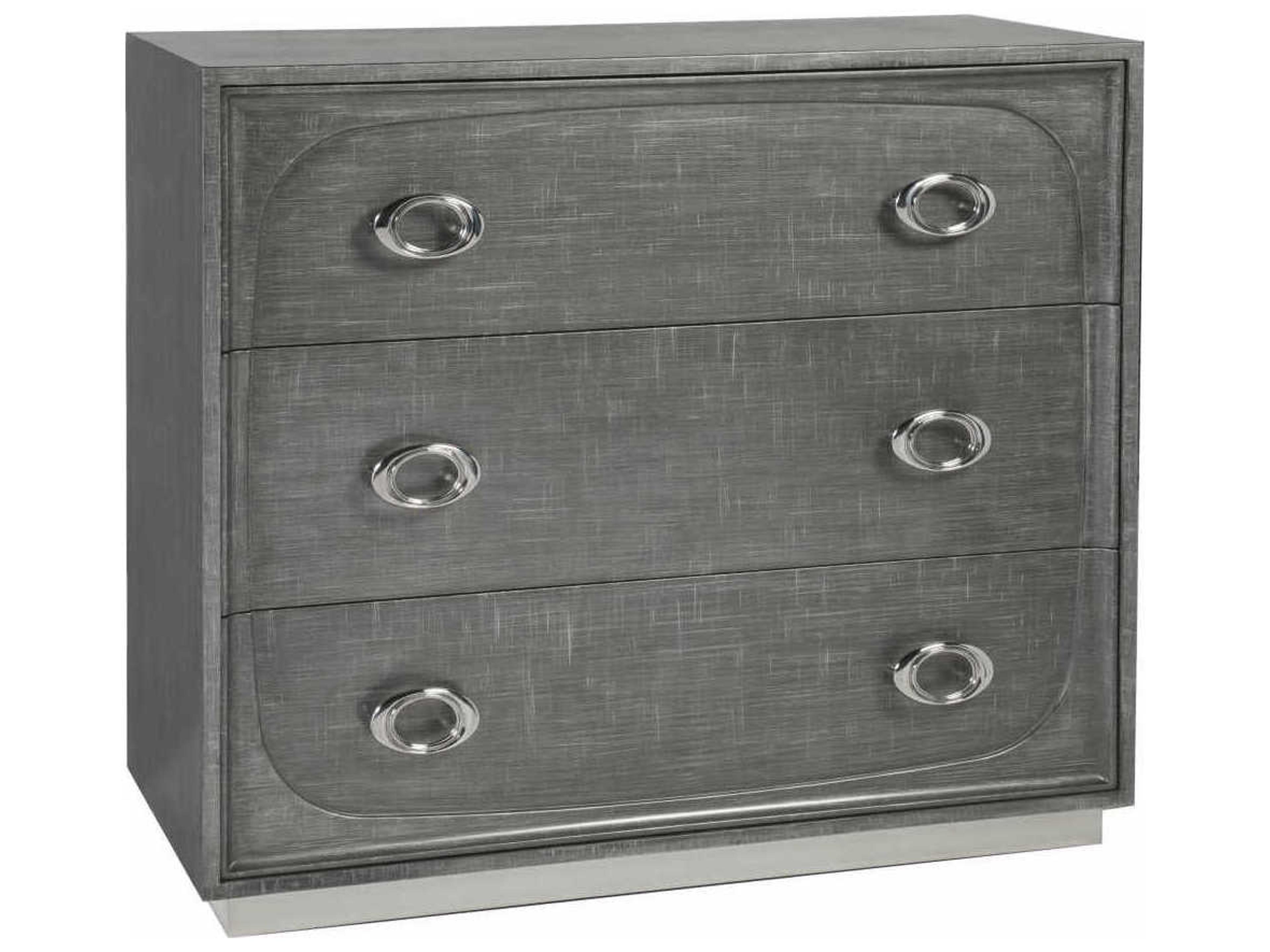 Artistica Signature Designs 3-Drawers Gray Silver Polished Stainless Steel Beech Wood Accent Chest
