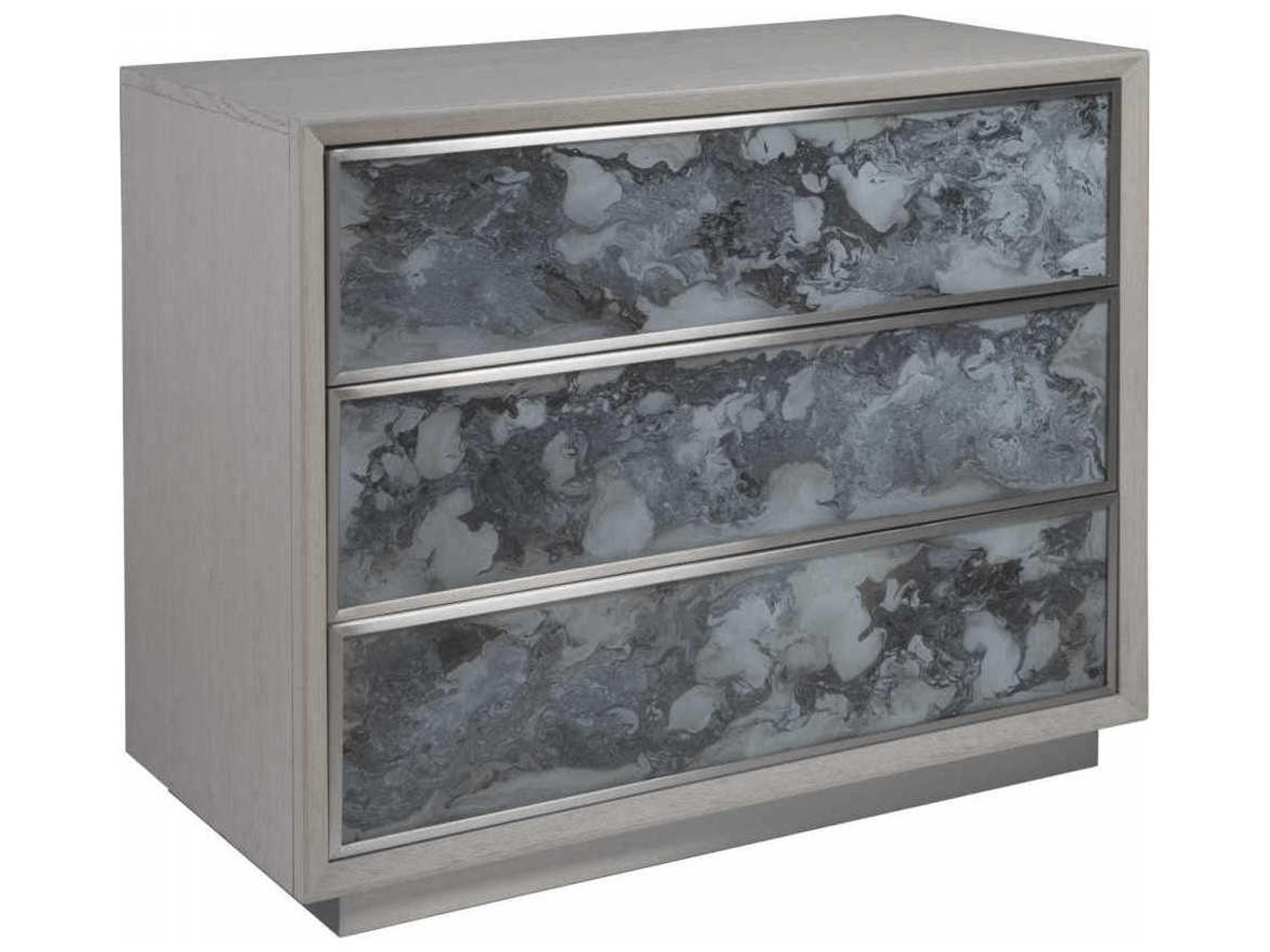 Signature Designs 3-Drawers White Sandblasted Eglomise Beige Hardwood Accent Chest