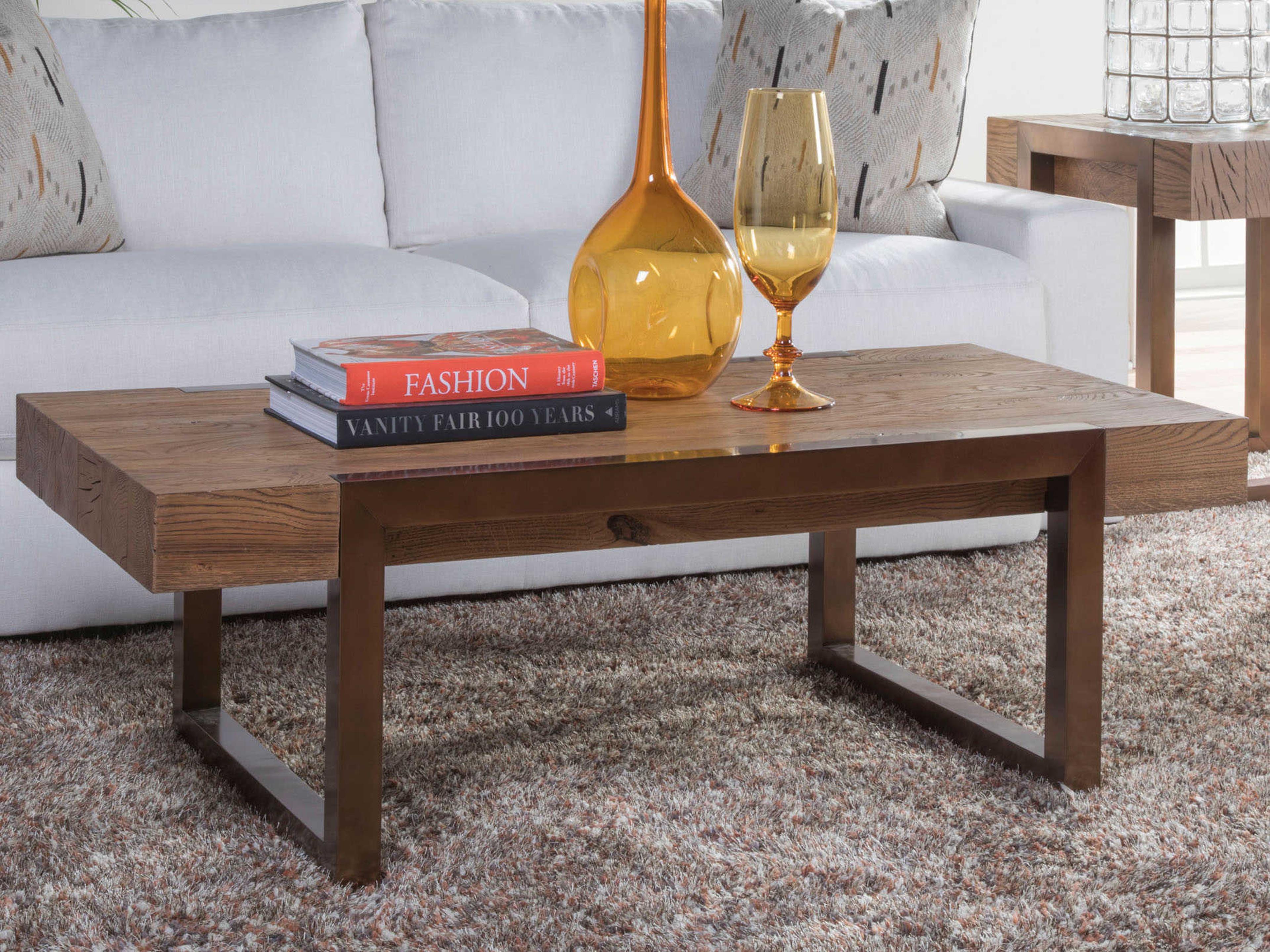 Artistica Signature Designs Canto Rectangular Wood Honey Brown Bronze Cocktail Table