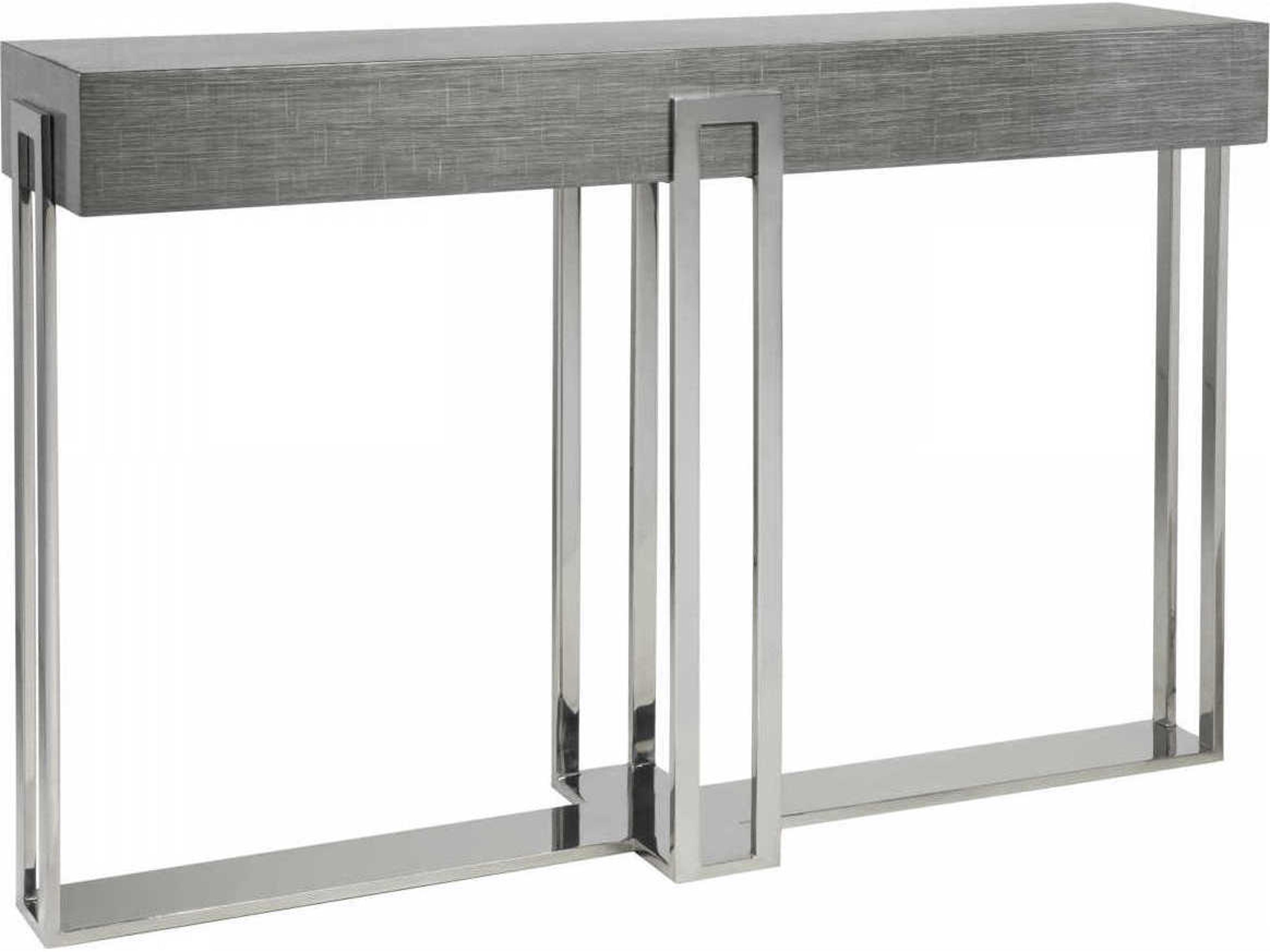 Artistica Signature Designs Iridium Rectangular Wood Gray Silver Polished Stainless Steel Console Table