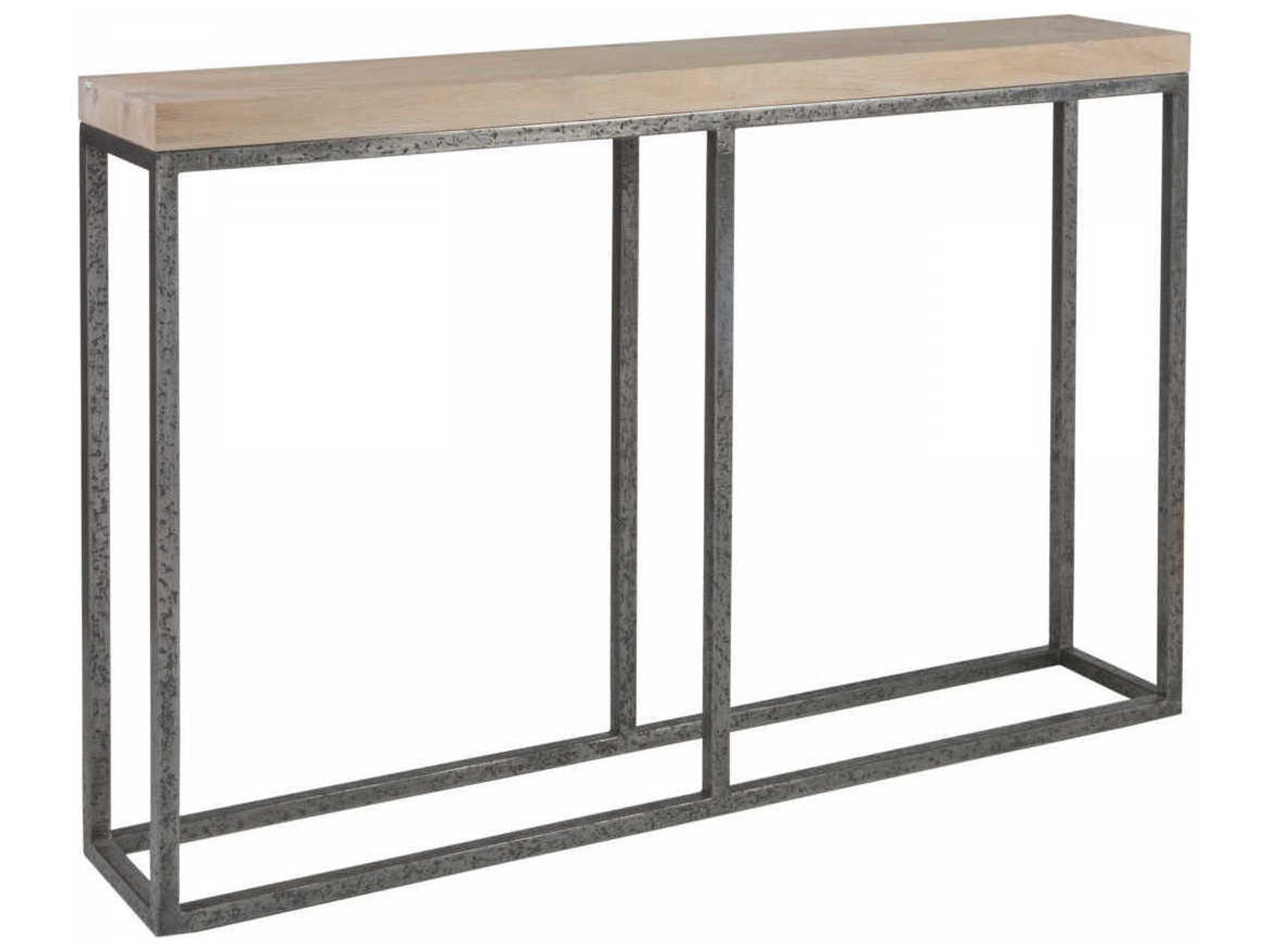 Signature Designs Foray Rectangular Wood Natural Waxed Distressed Iron Console Table