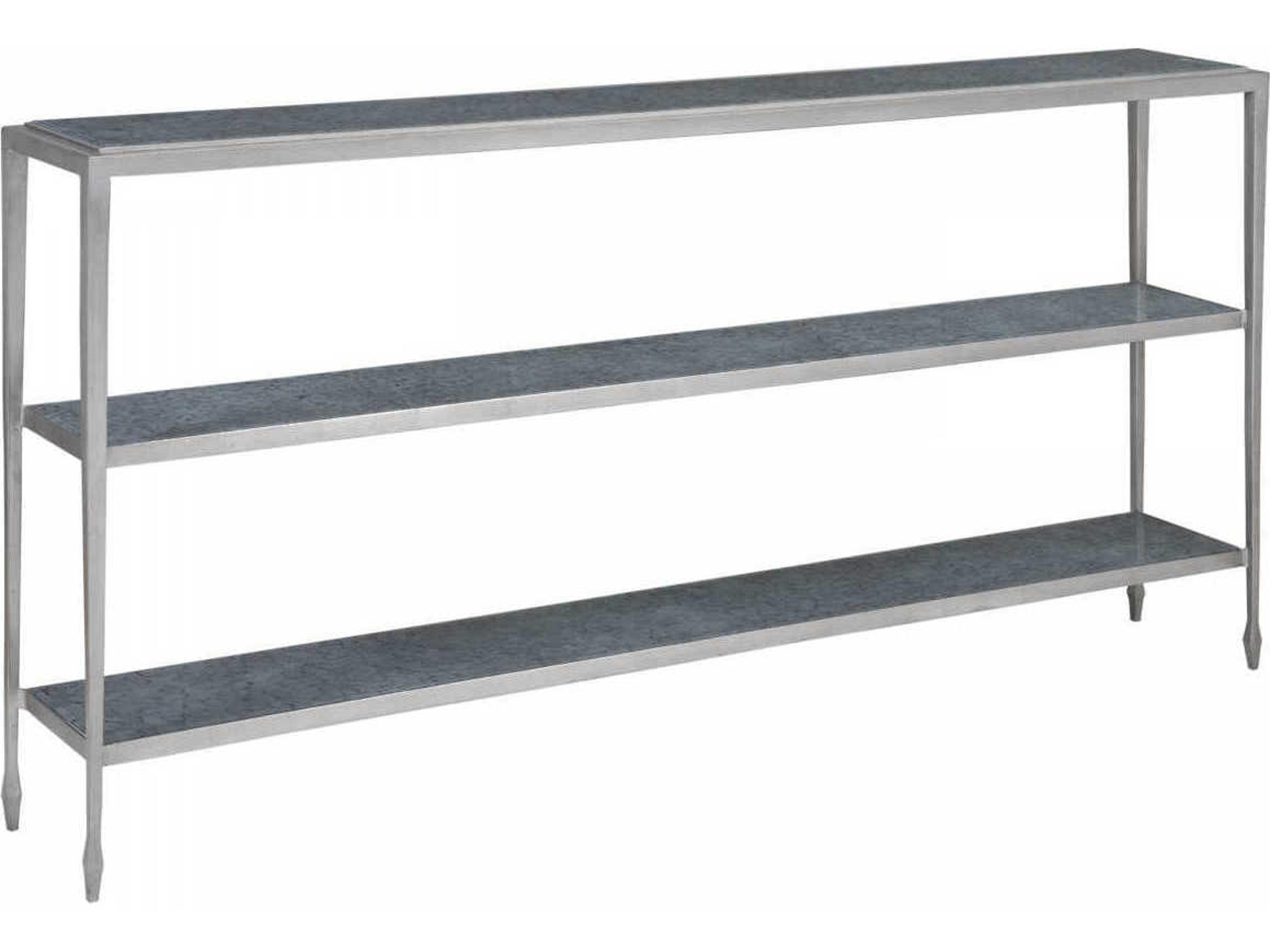 Signature Designs Sashay Silver Rectangular Eglomise Glass Antiqued Leaf Console Table