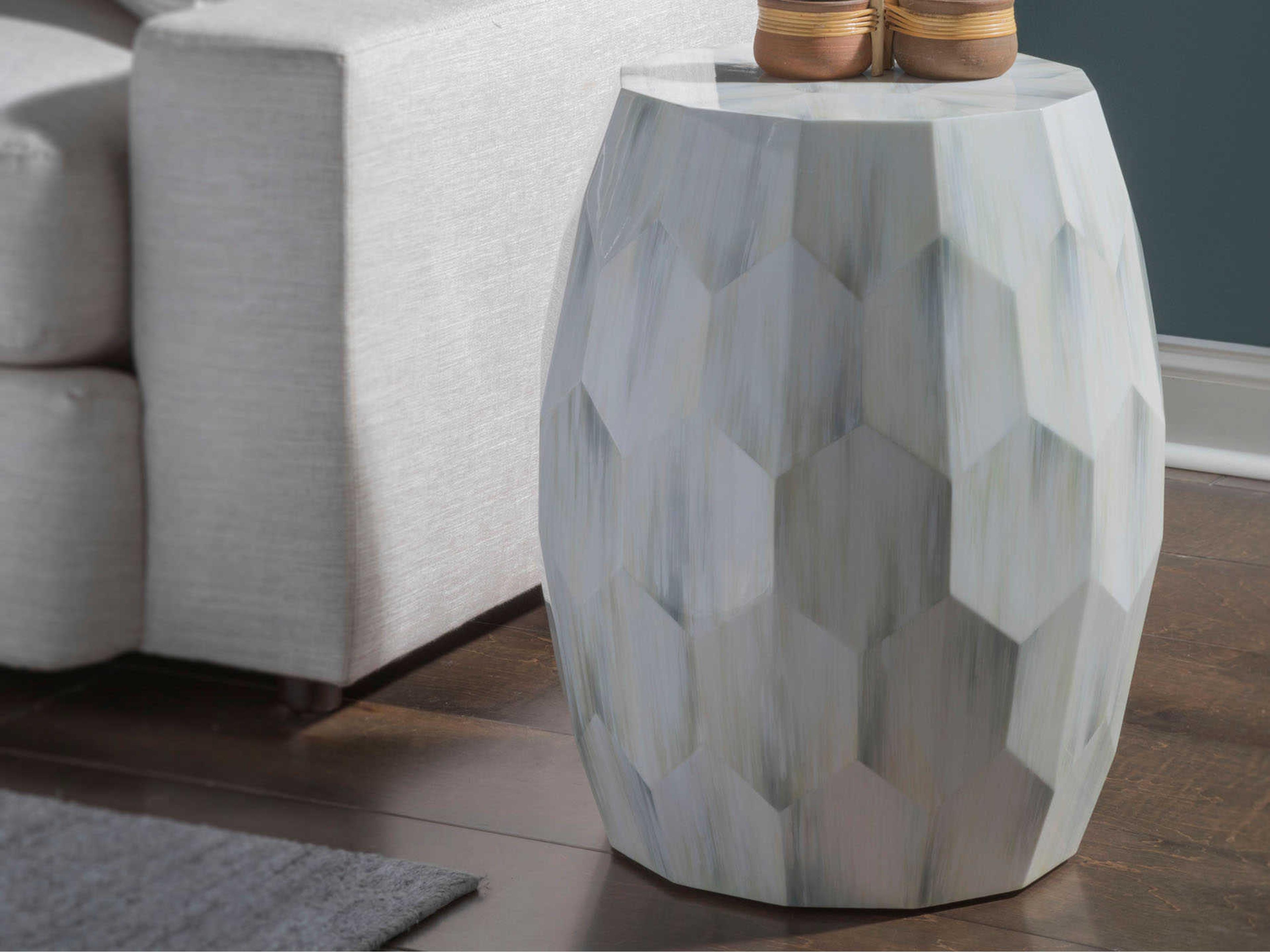 Artistica Signature Designs Bello Round White Gray Bone End Table