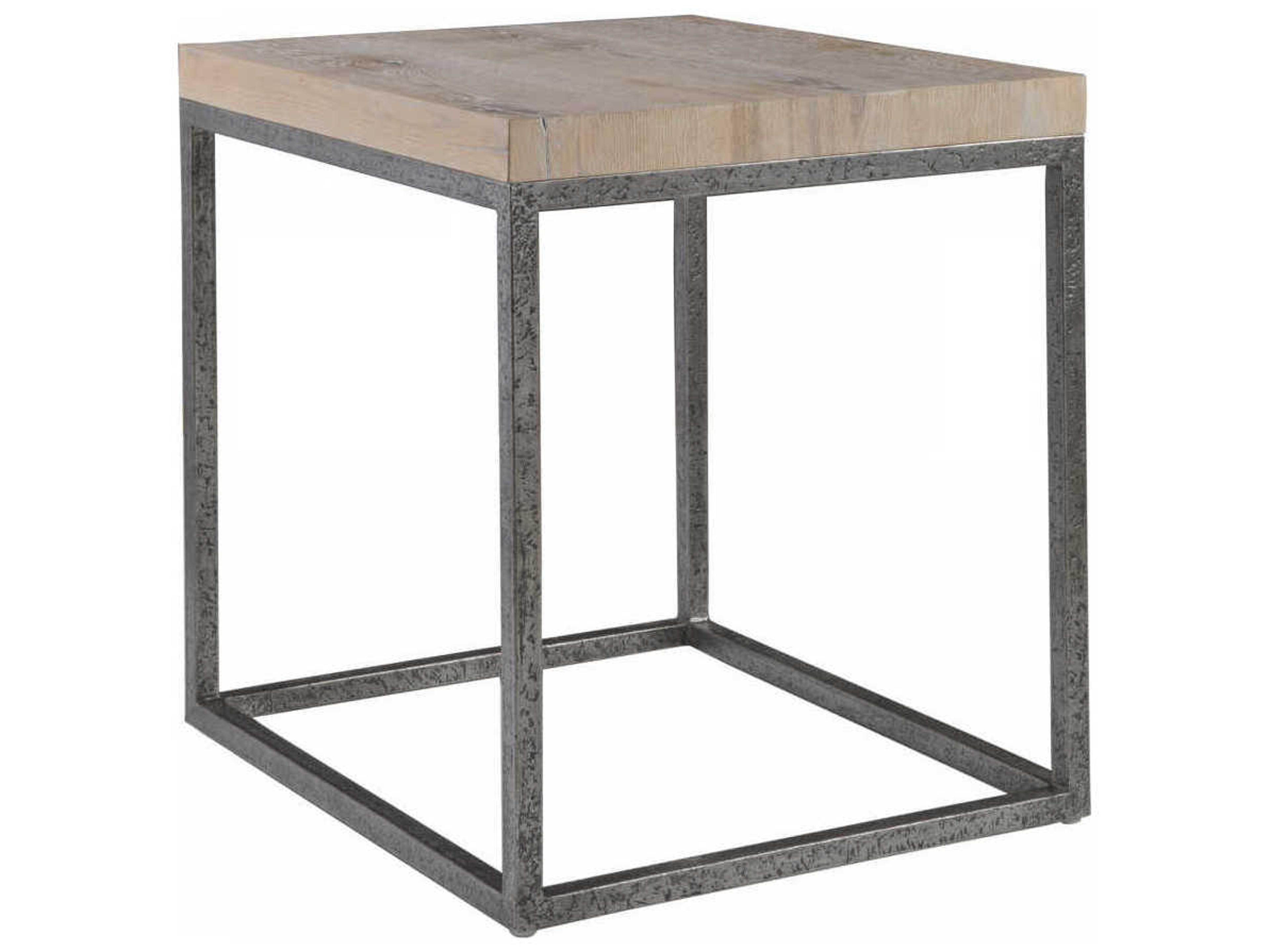 Signature Designs Foray Rectangular Wood Natural Waxed Distressed Iron End Table