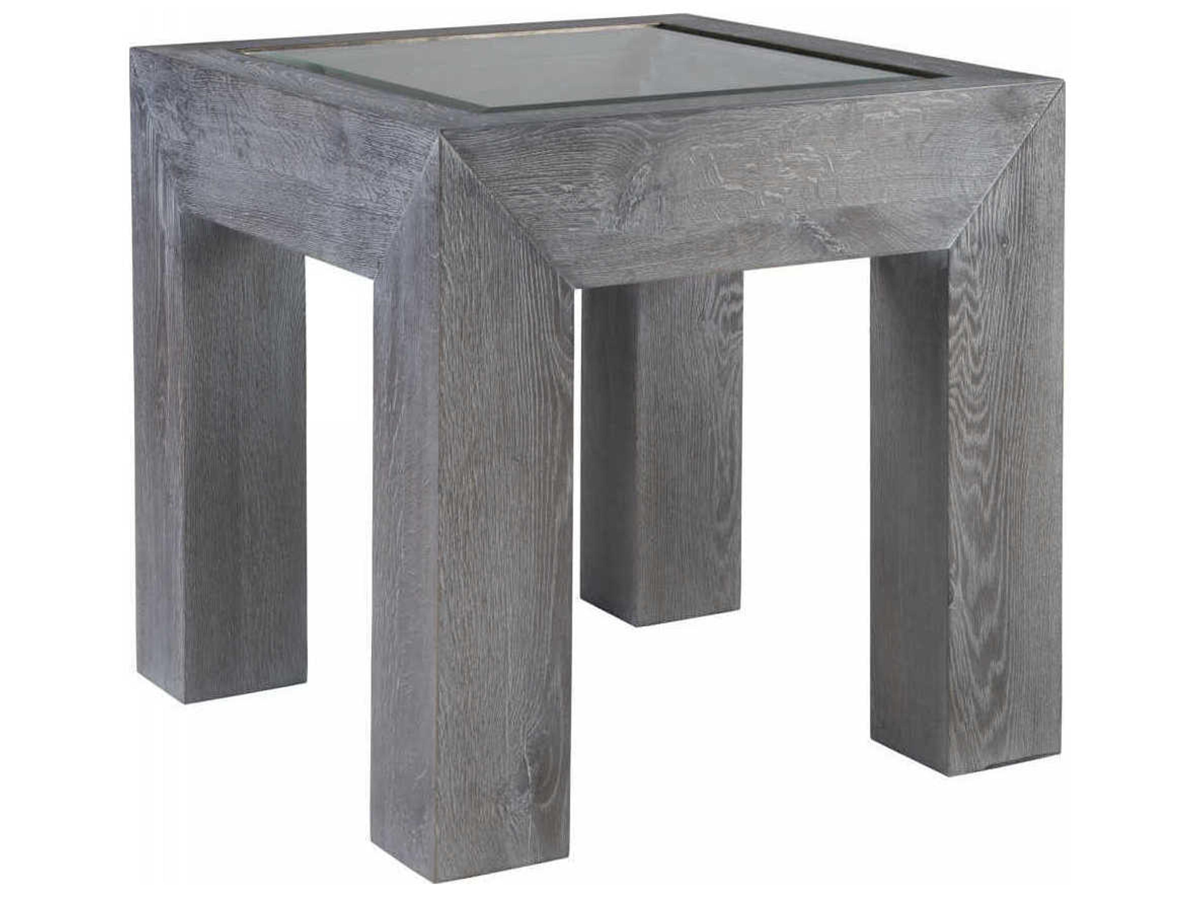 Signature Designs Accolade Rectangular Beveled Glass Waxed Carbon End Table