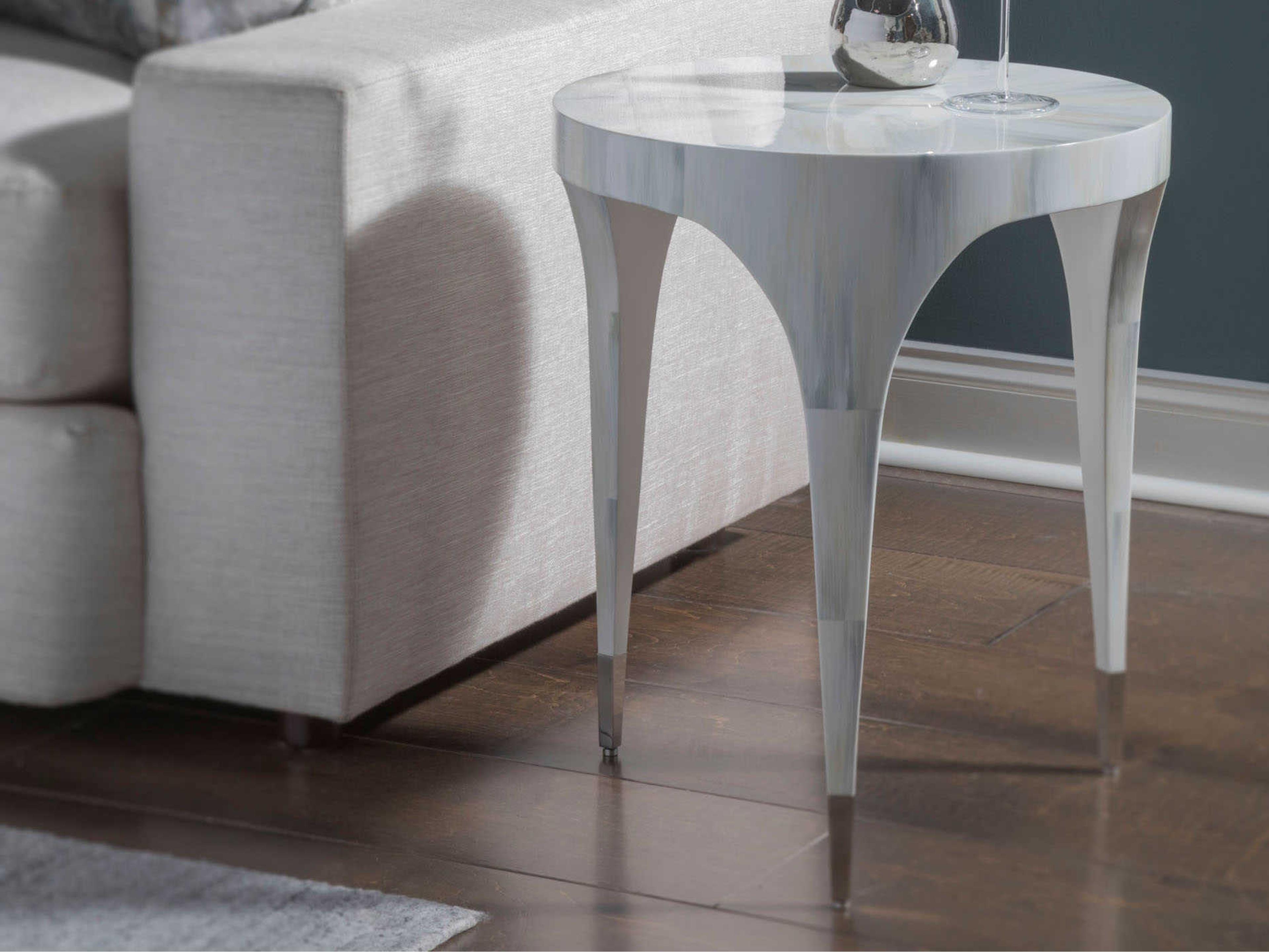 Artistica Signature Designs Bello Round White Gray Bone End Table