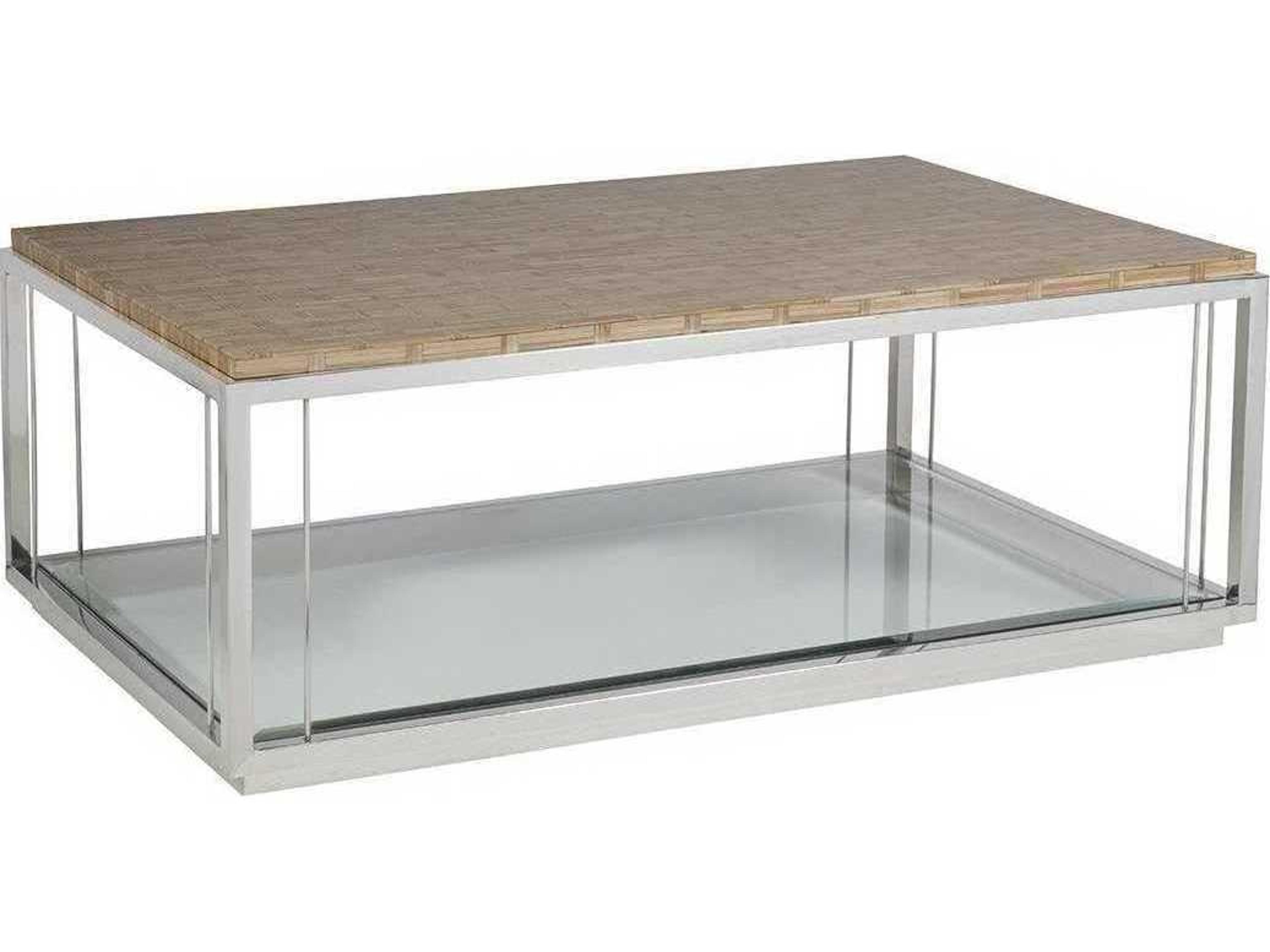 Thatch Rectangular Wood Brown Silver Cocktail Table