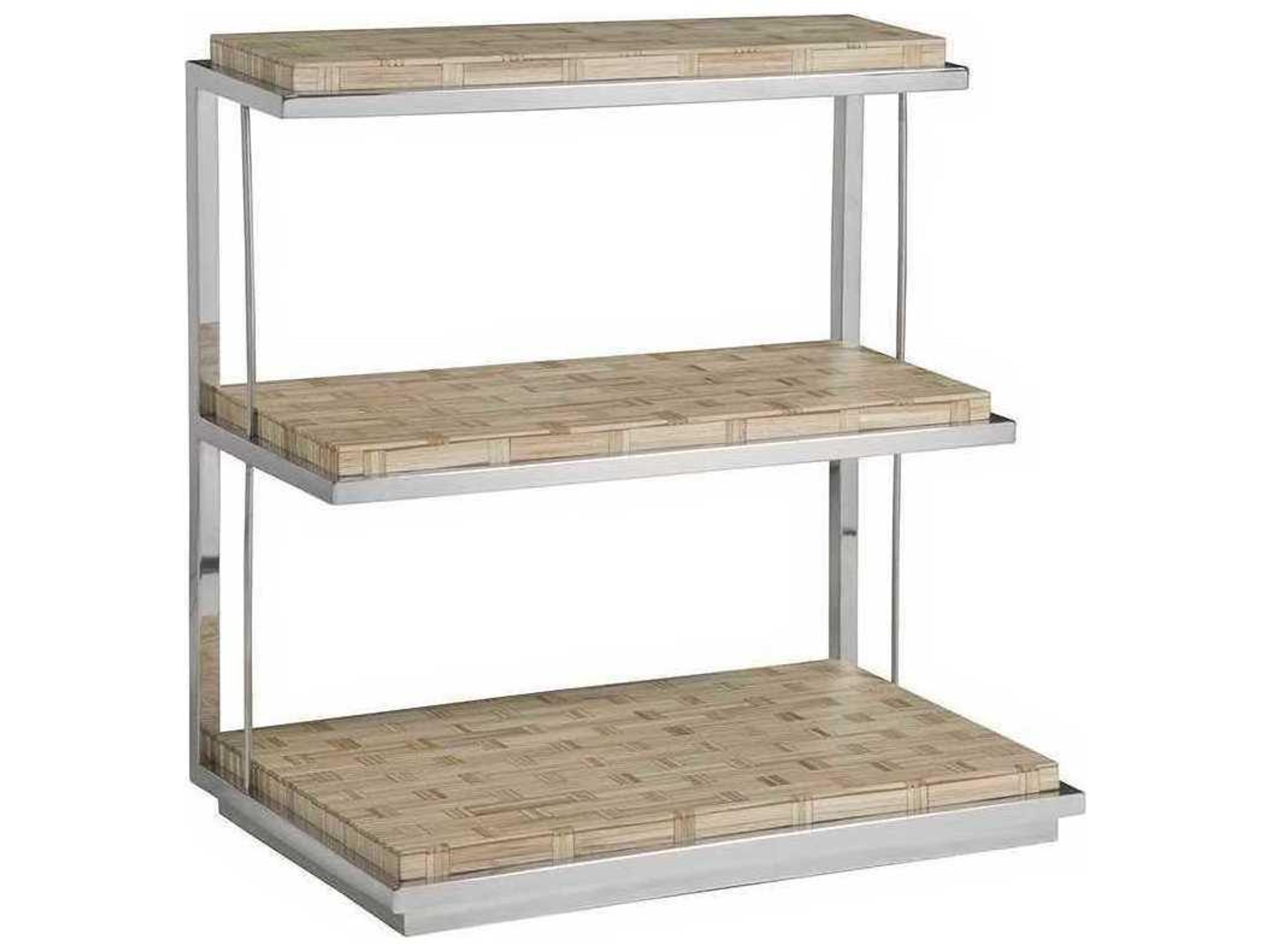 Thatch Rectangular Wood Brown Silver End Table