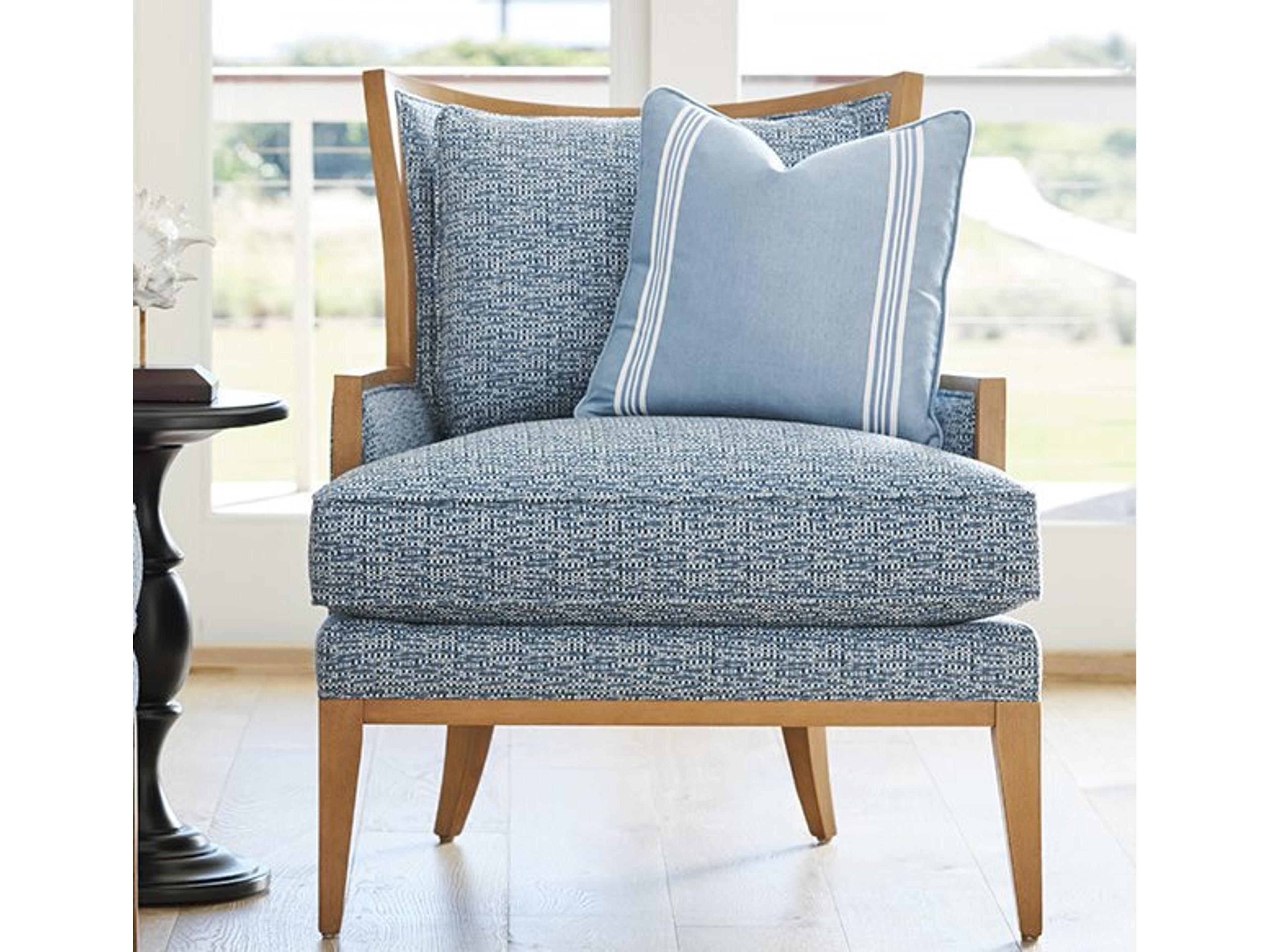 Barclay Butera Upholstery Atwood Blue Fabric Accent Chair