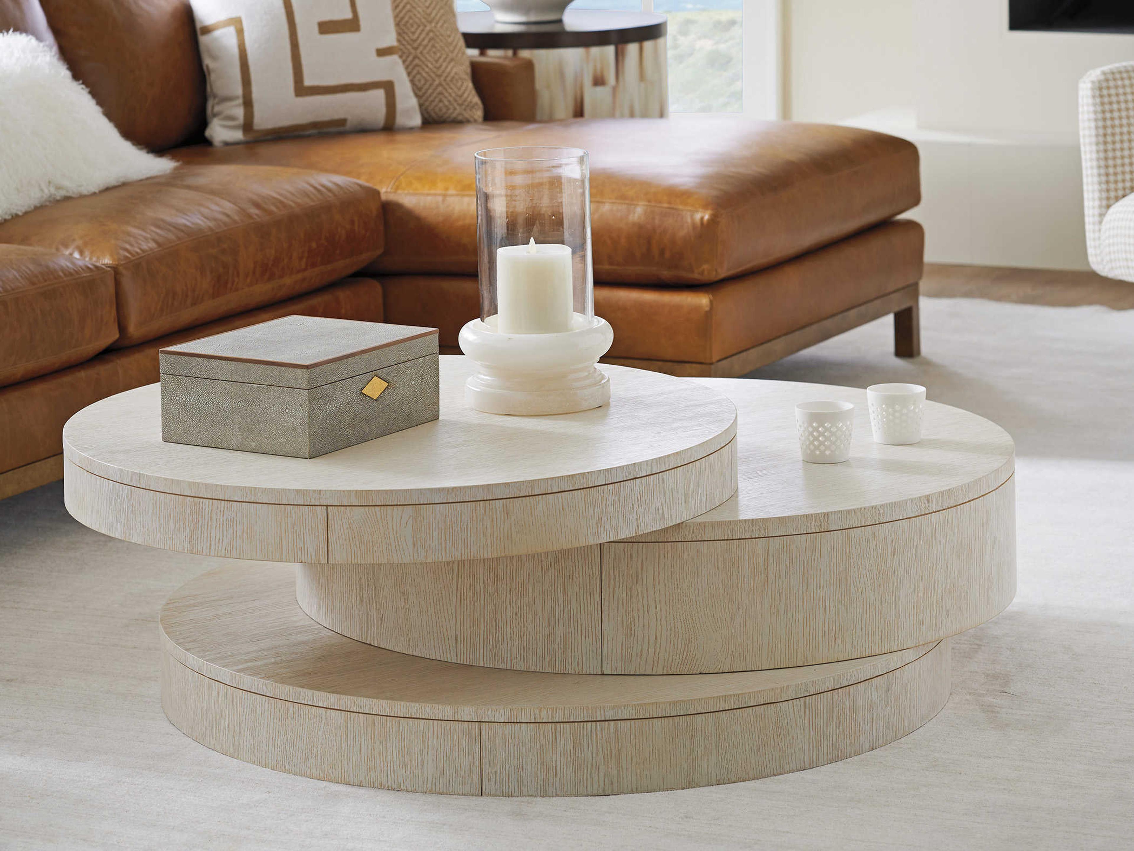 Barclay Butera Carmel Ventana Round Wood Cocktail Table