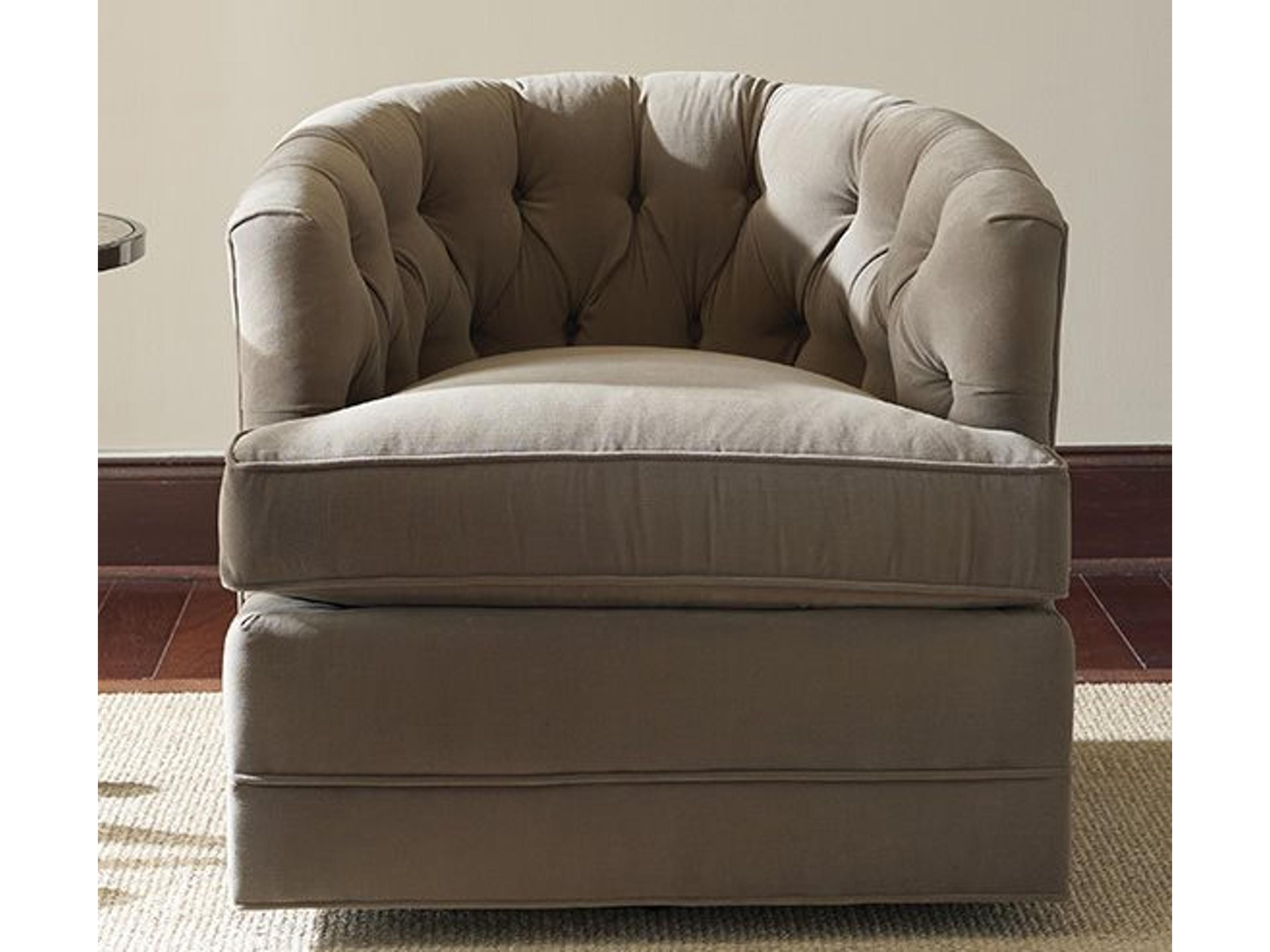 Barclay Butera Upholstery Cliffhaven Swivel Fabric Tufted Accent Chair