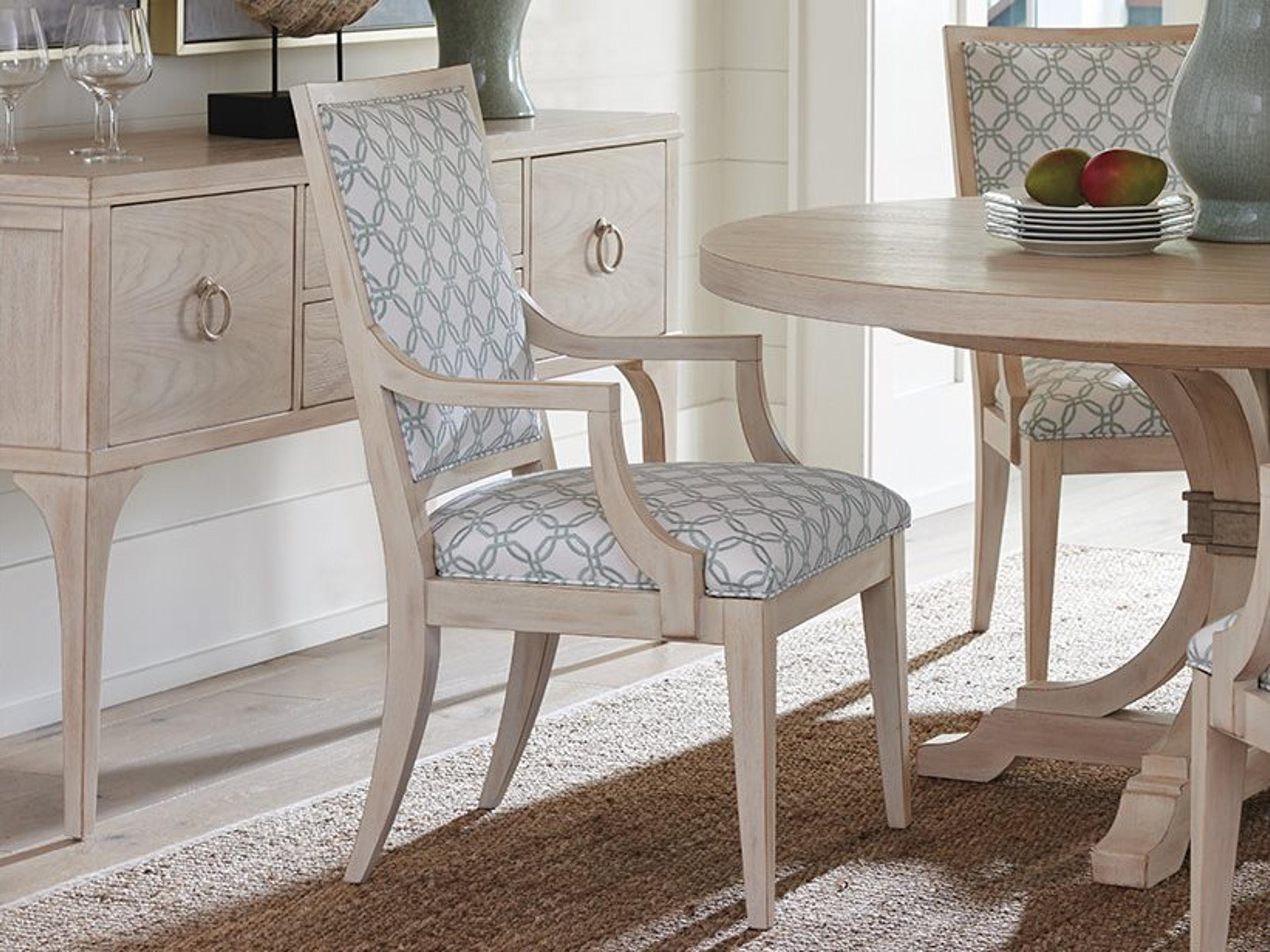 Barclay Butera Newport Blue Upholstered Arm Dining Chair