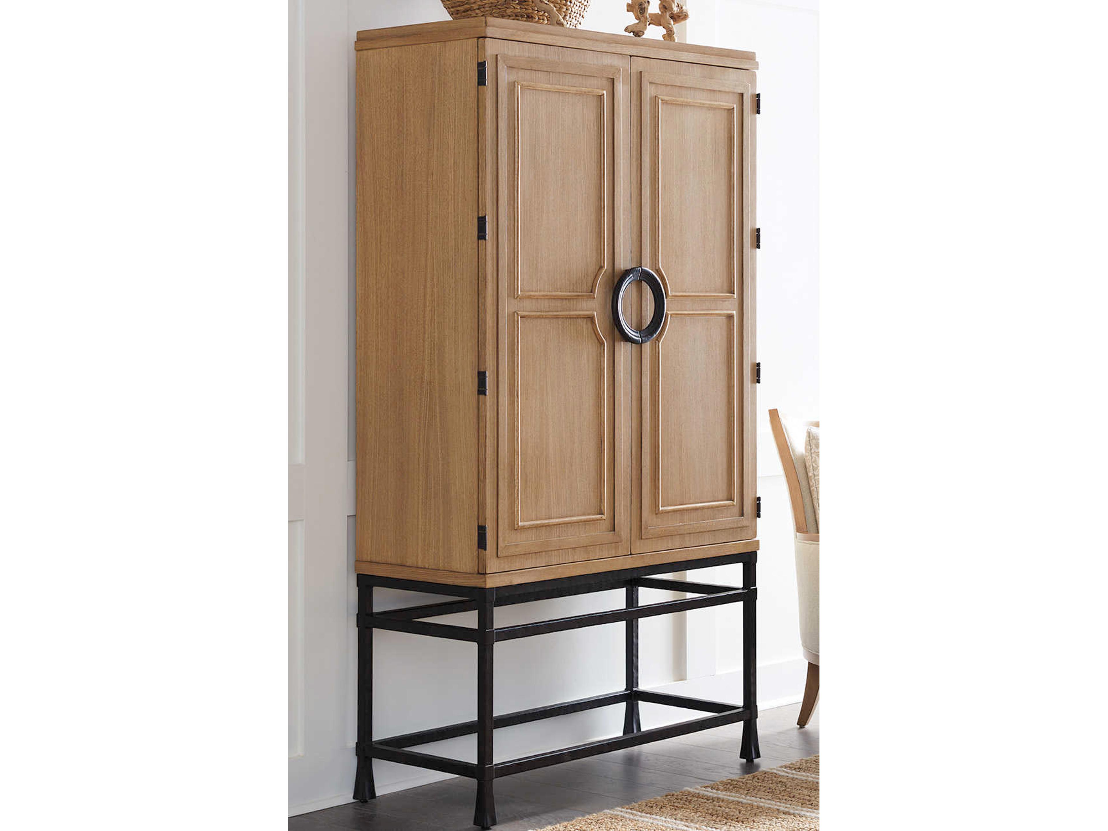 Barclay Butera Newport Jade Brown Sandstone Bar Cabinet