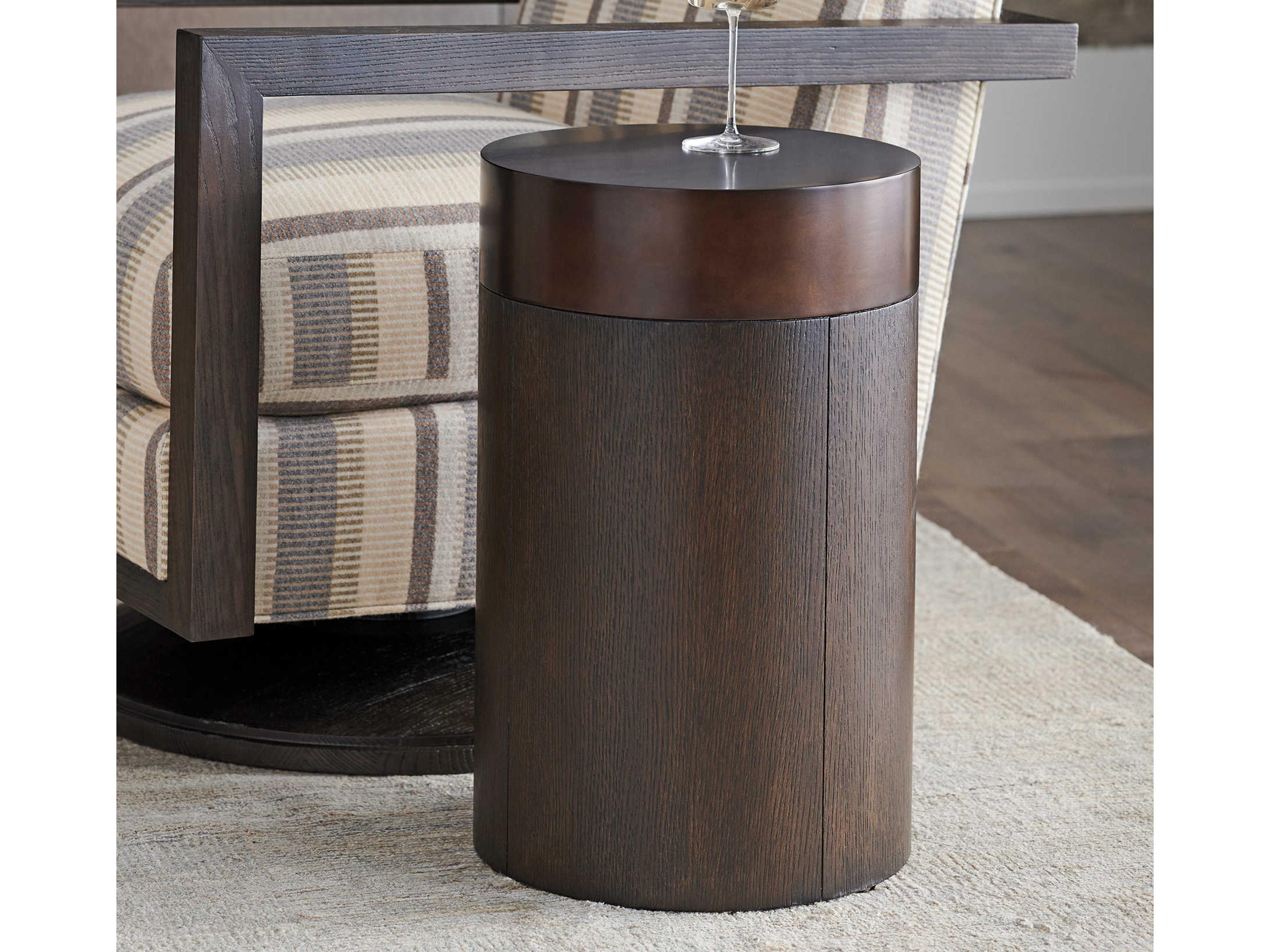 Barclay Butera Park City Black Diamond Round Metal End Table
