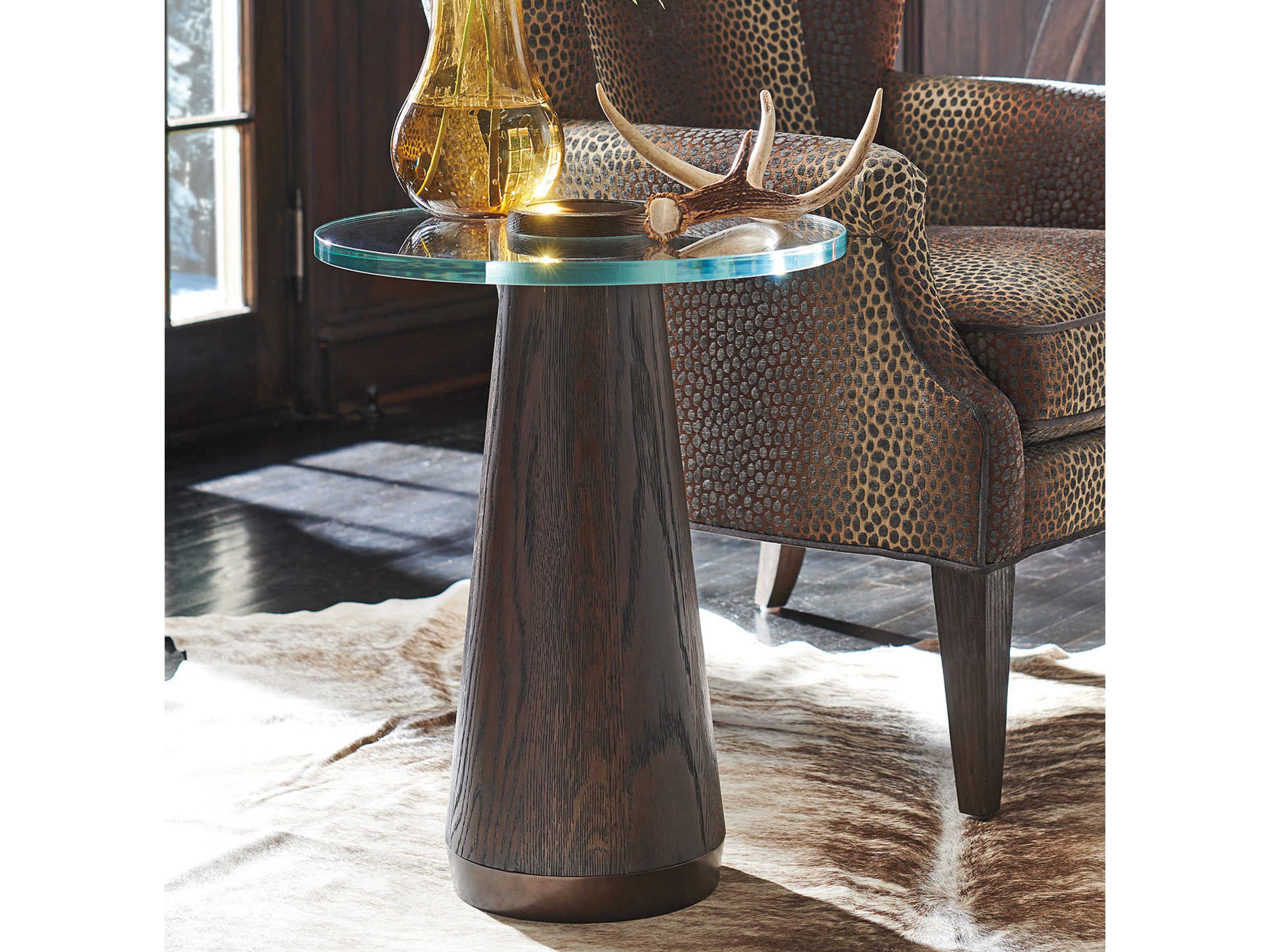 Barclay Butera Park City Apex Round Glass End Table