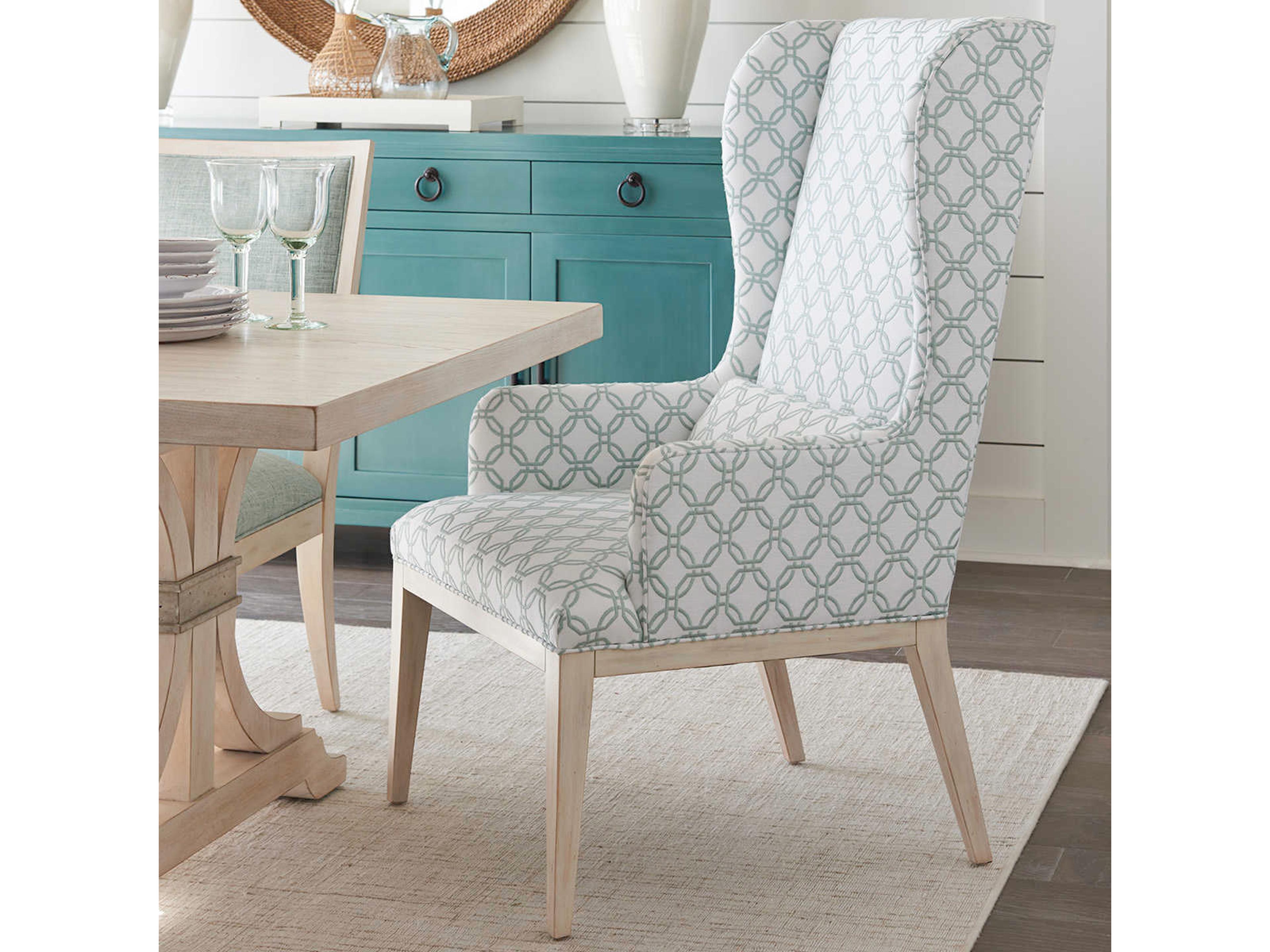 Barclay Butera Newport Seacliff Blue Upholstered Arm Dining Chair