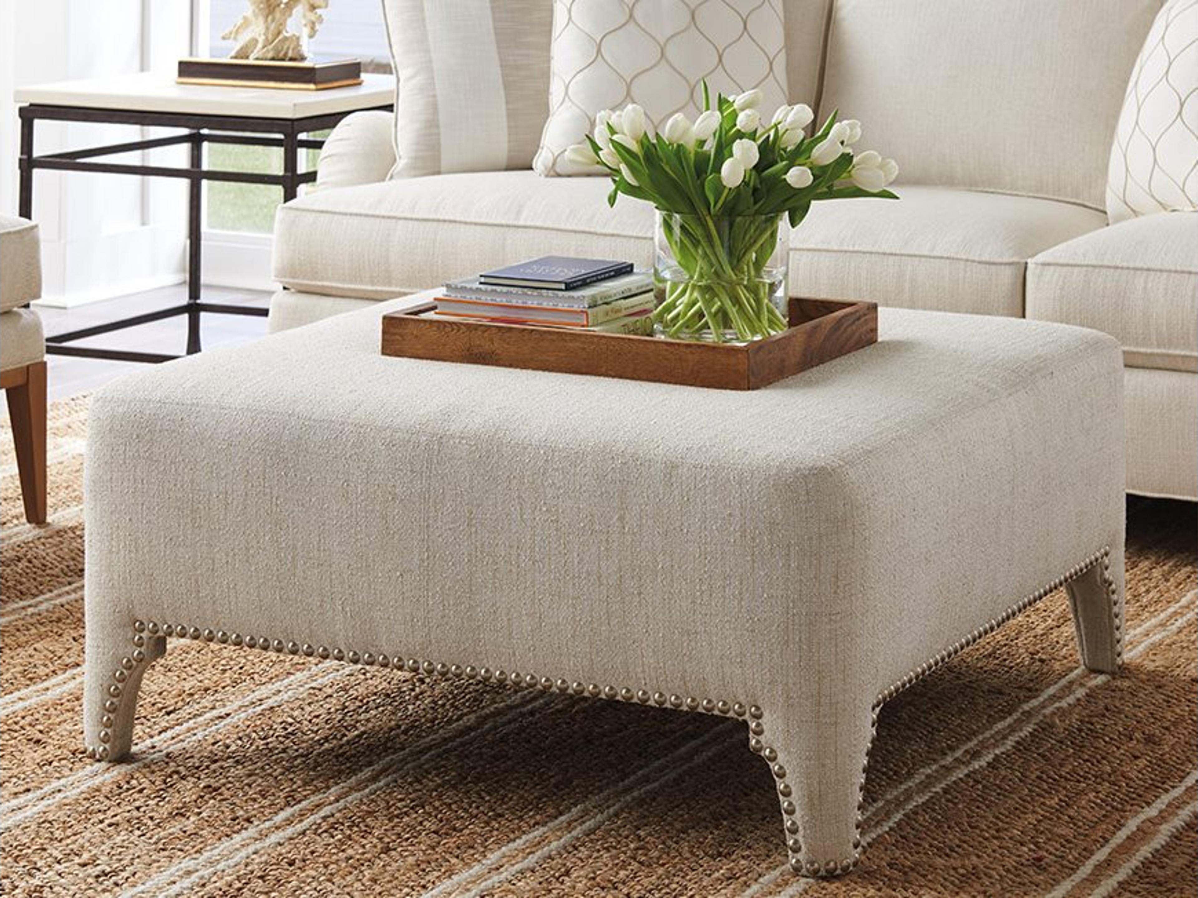 Barclay Butera Upholstery Sheffield Cocktail Beige Upholstered Ottoman