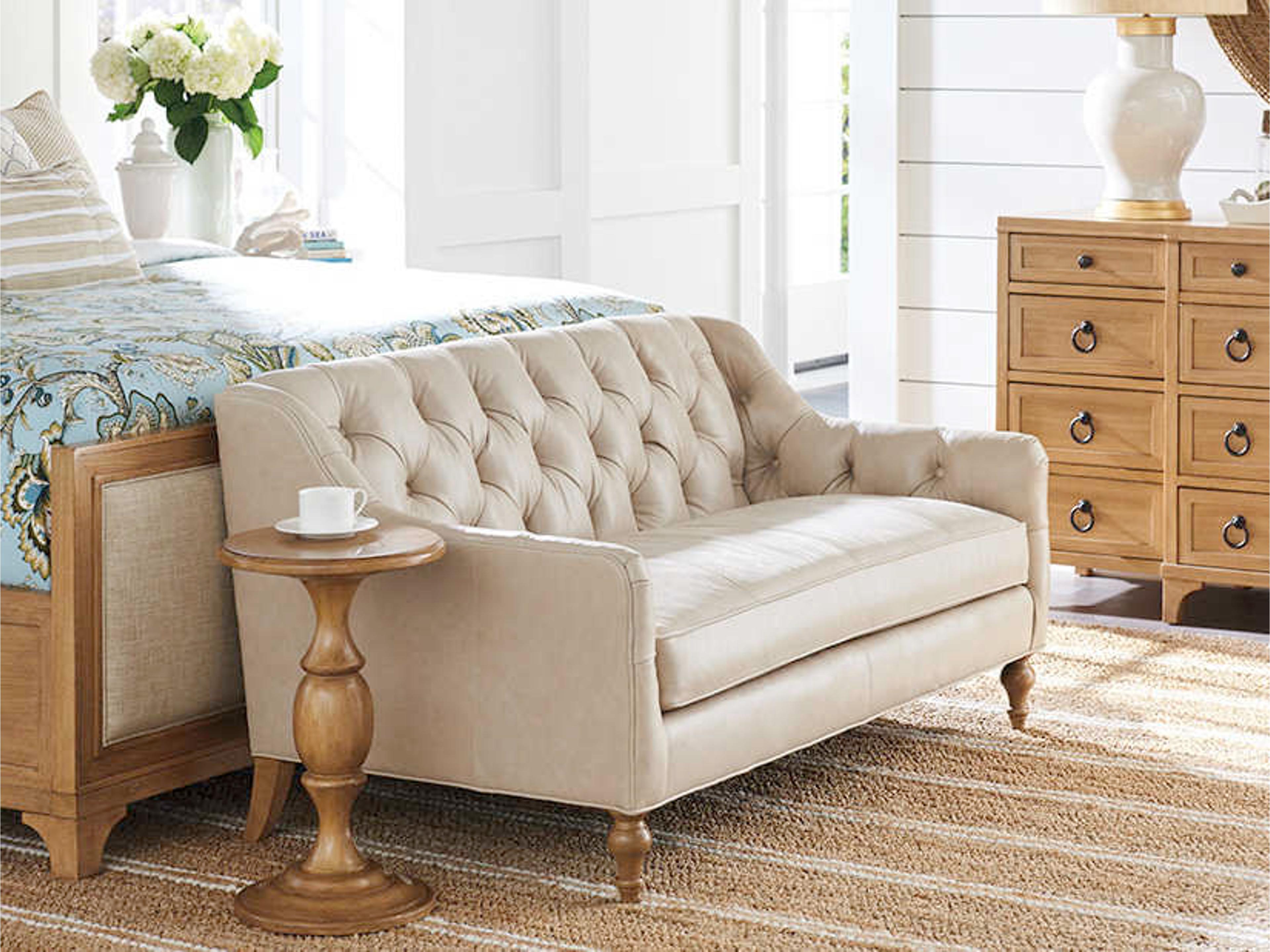 Barclay Butera Upholstery Hyland Park Sands Brown Leather Accent Bench