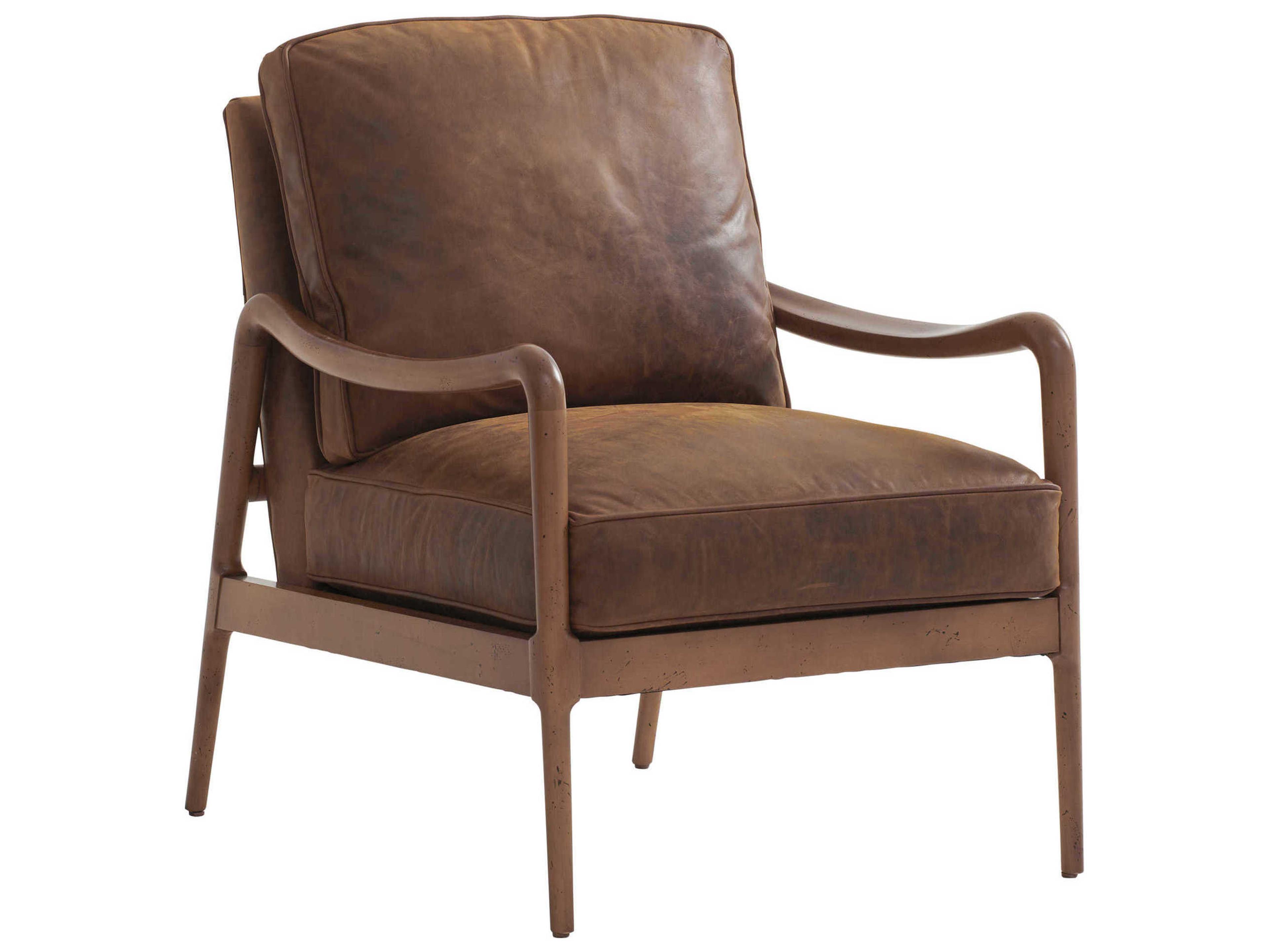 Barclay Butera Upholstery Leblanc Brown Leather Accent Chair
