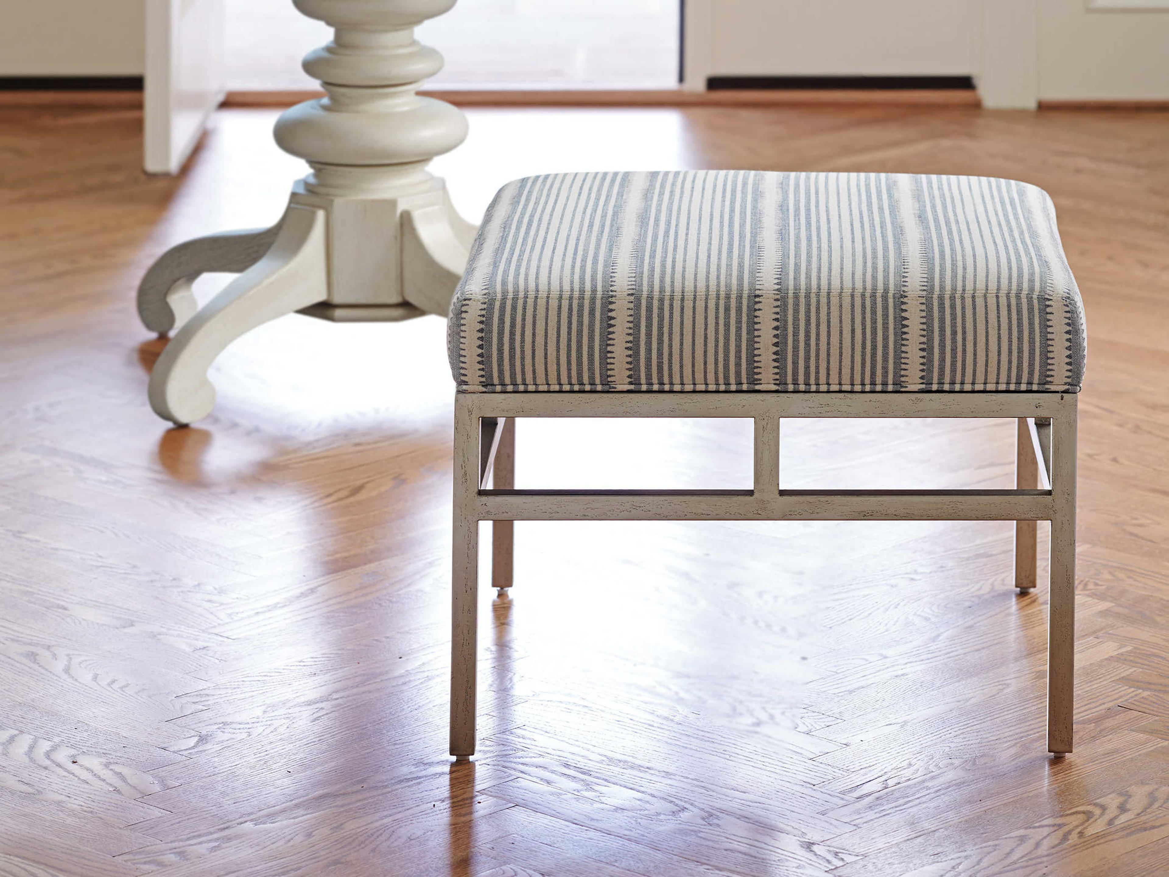 Barclay Butera Upholstery Lucca Blue Upholstered Ottoman