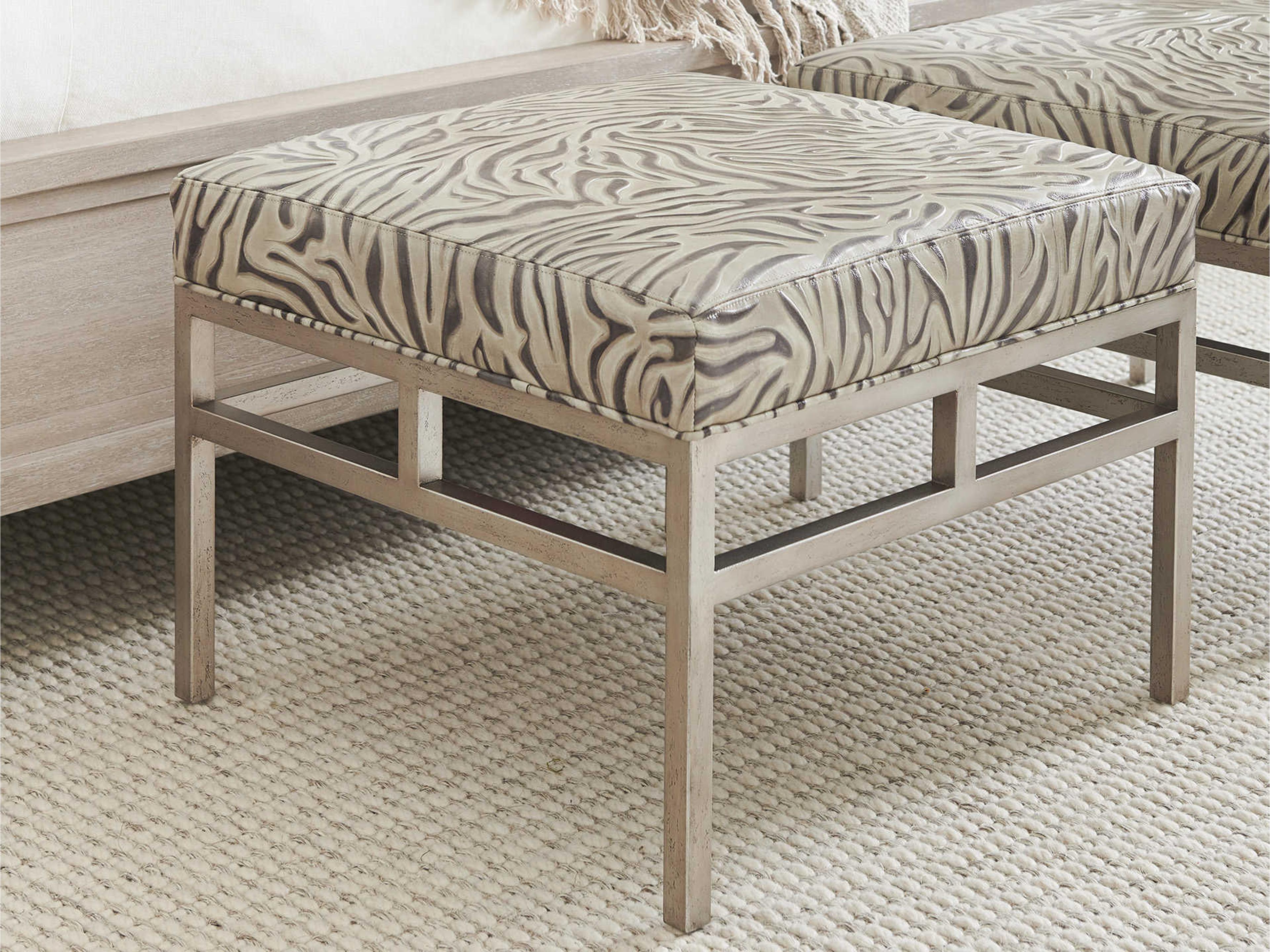 Barclay Butera Upholstery Lucca Brown Leather Ottoman