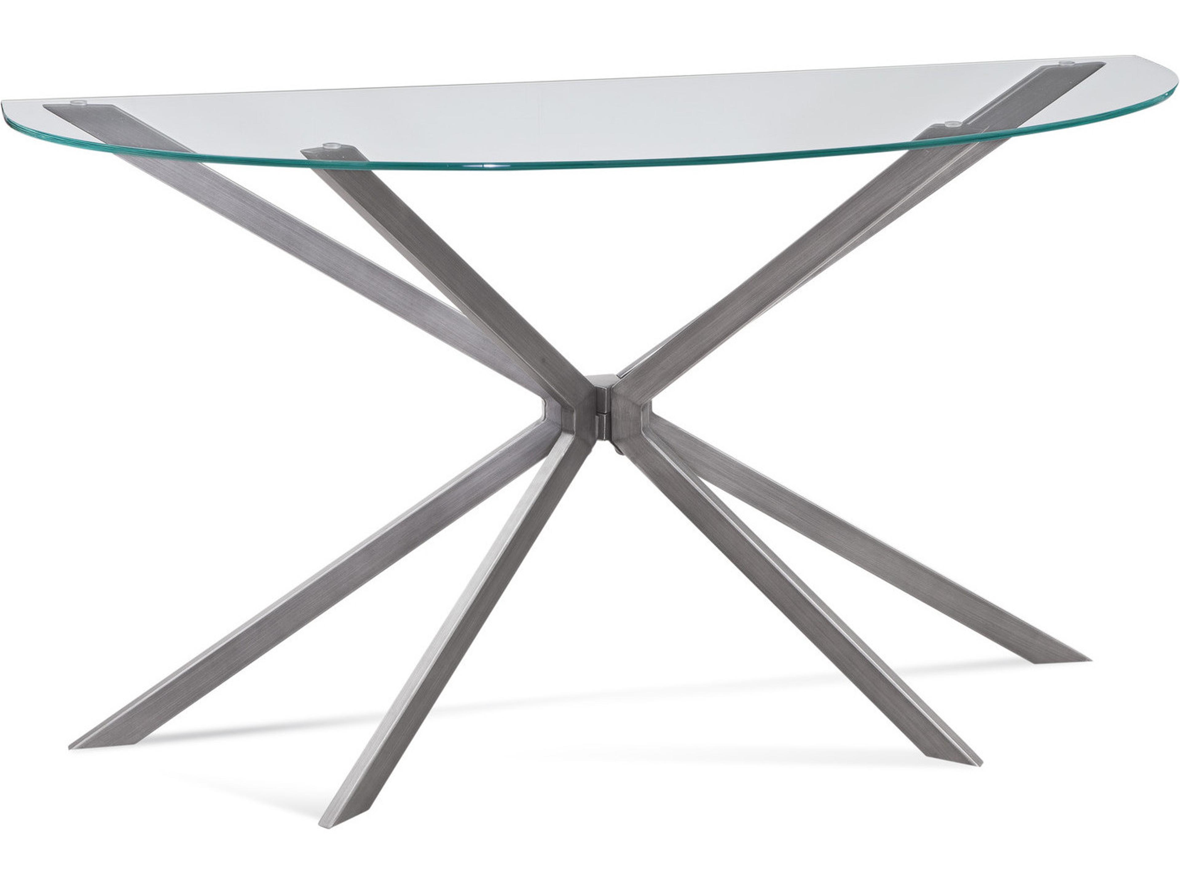 assett Mirror Deen Demilune Gunmetal Clear Glass Console Table